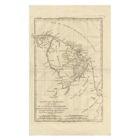 French Guiana & Suriname – Rigobert Bonne’s Colonial Map of the Guianas, c.1780