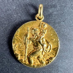 French Guilbert Saint Christopher 18K Yellow Gold Pendant Medal