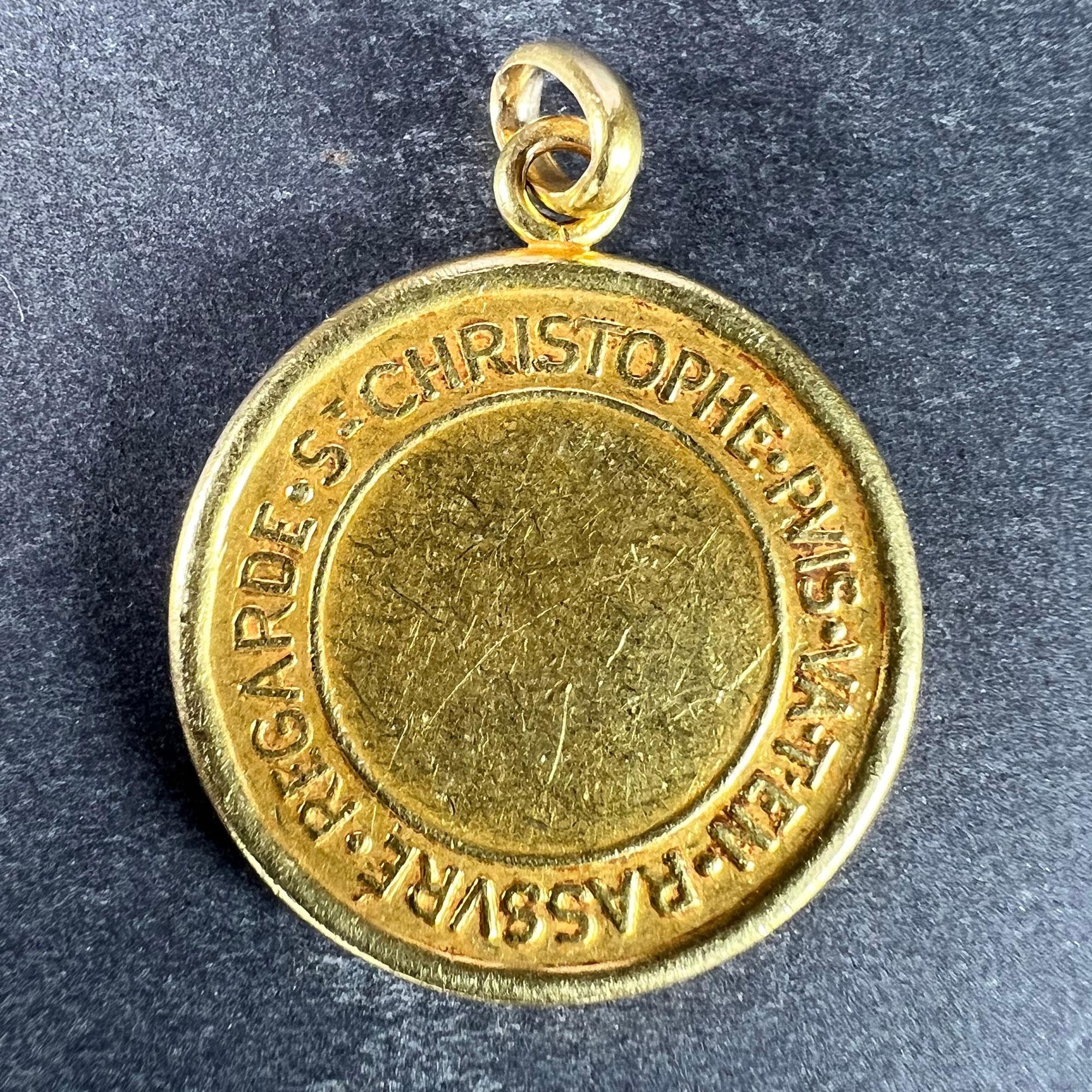French Guilbert Saint Christopher 18K Yellow Gold Pendant Medal In Good Condition In London, GB
