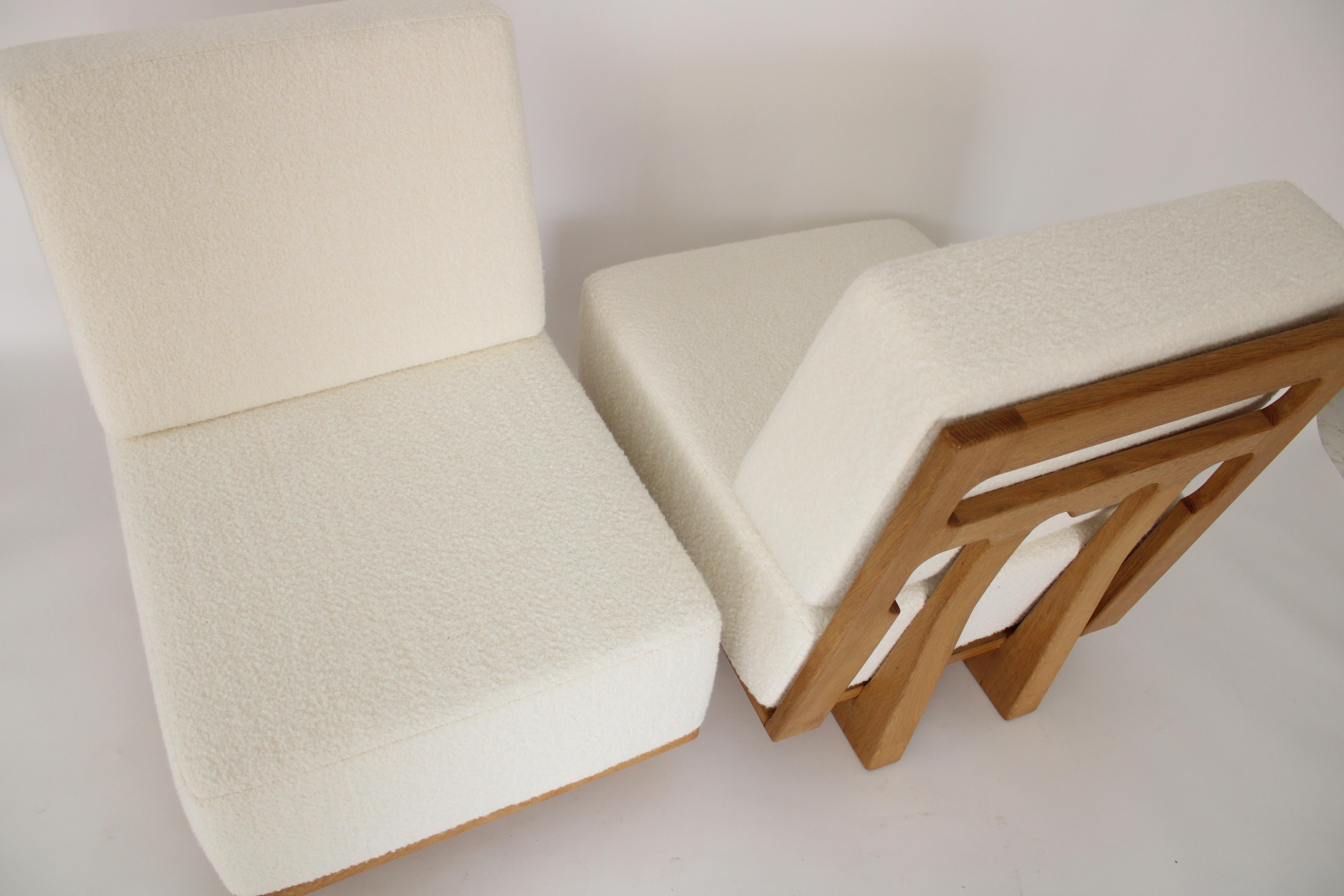 French Guillerme and Chambron Votre Maison Pair of Lounge Chairs Model Elmyre For Sale 4