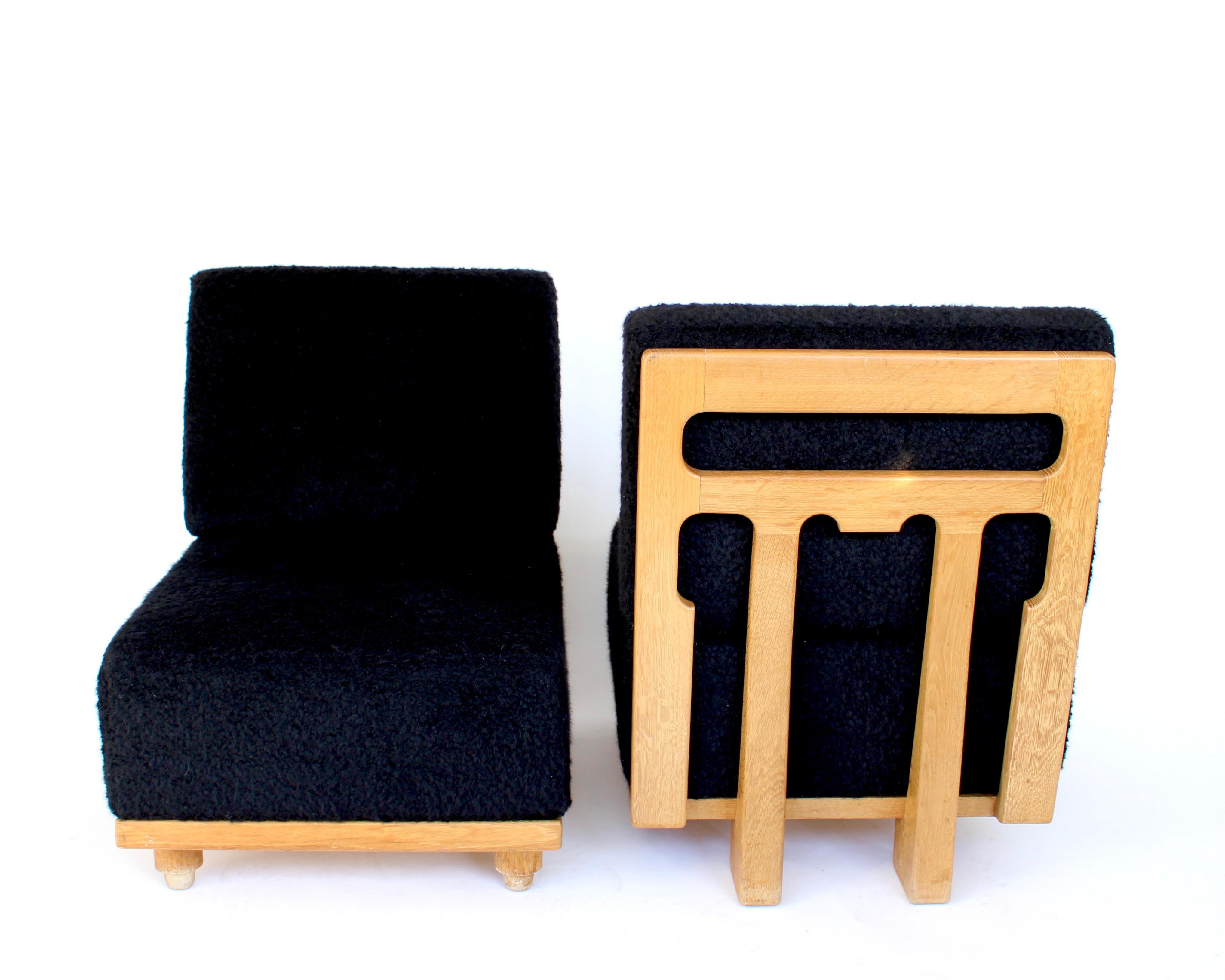 French Guillerme and Chambron Votre Maison Pair of Lounge Chairs Model Elmyre For Sale 11