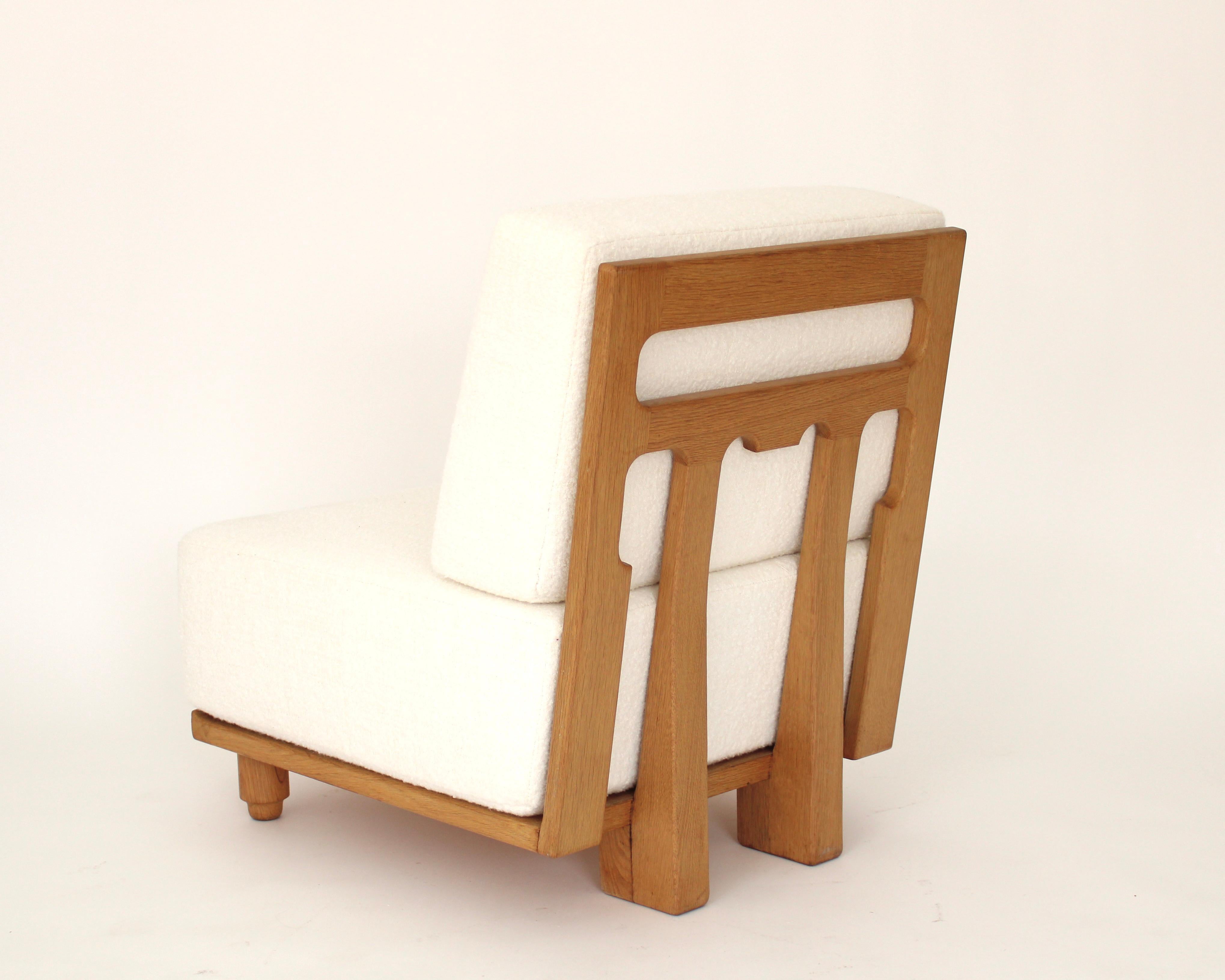 Oak French Guillerme and Chambron Votre Maison Pair of Lounge Chairs Model Elmyre For Sale