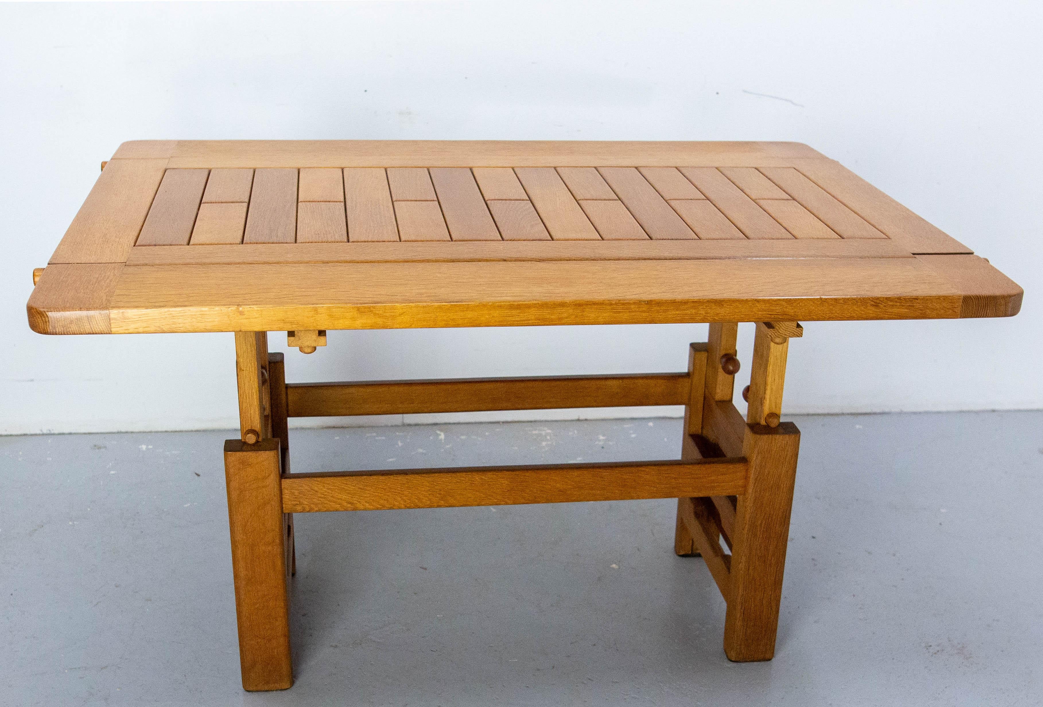 Table à café et table à manger modulaire en chêne massif de Guillerme & Chambron, c.1950 en vente 6