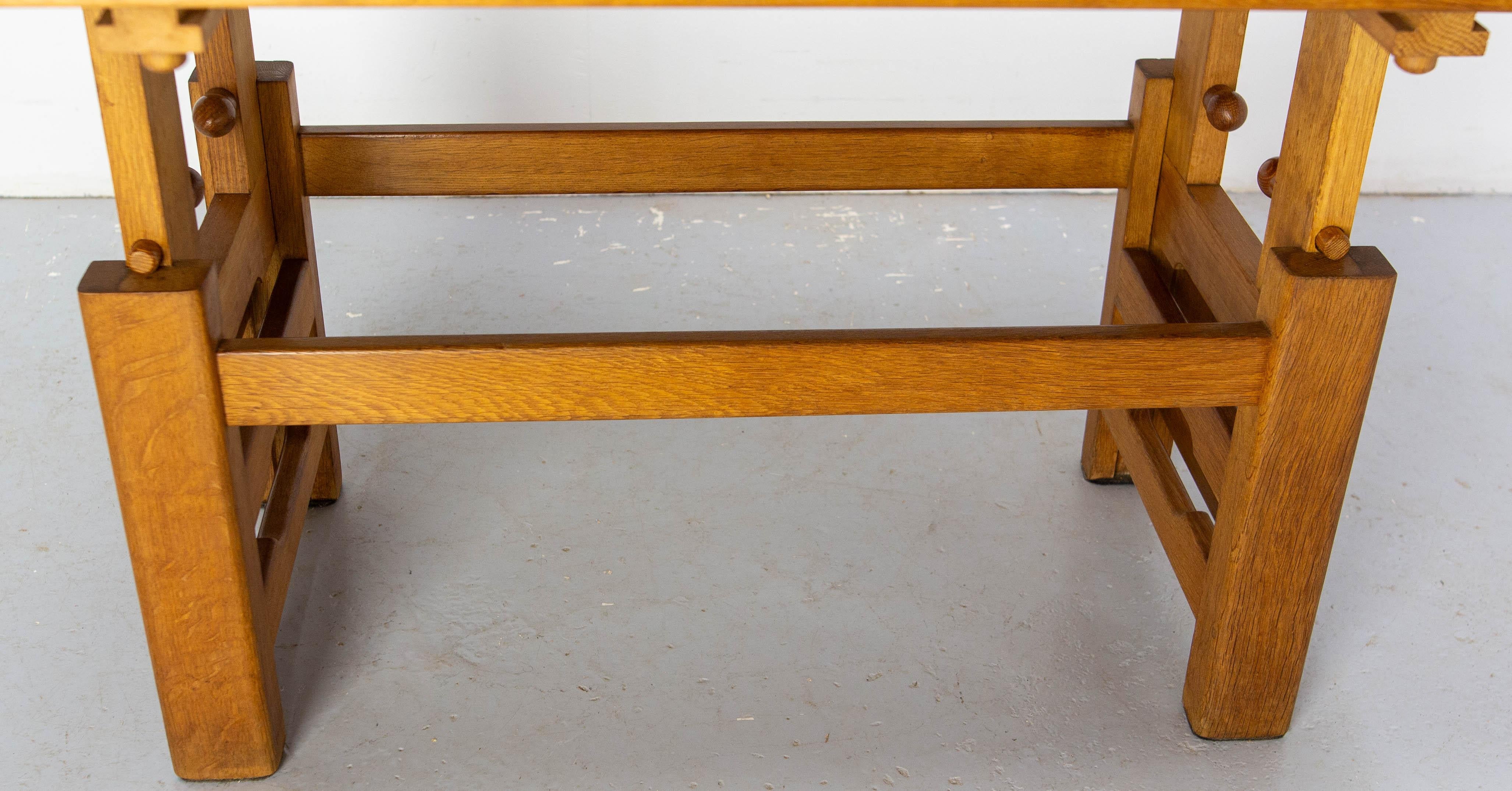 Table à café et table à manger modulaire en chêne massif de Guillerme & Chambron, c.1950 en vente 7
