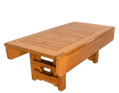 French Guillerme & Chambron Modular Solid Oak Coffee Table/Dining Table, c 1950