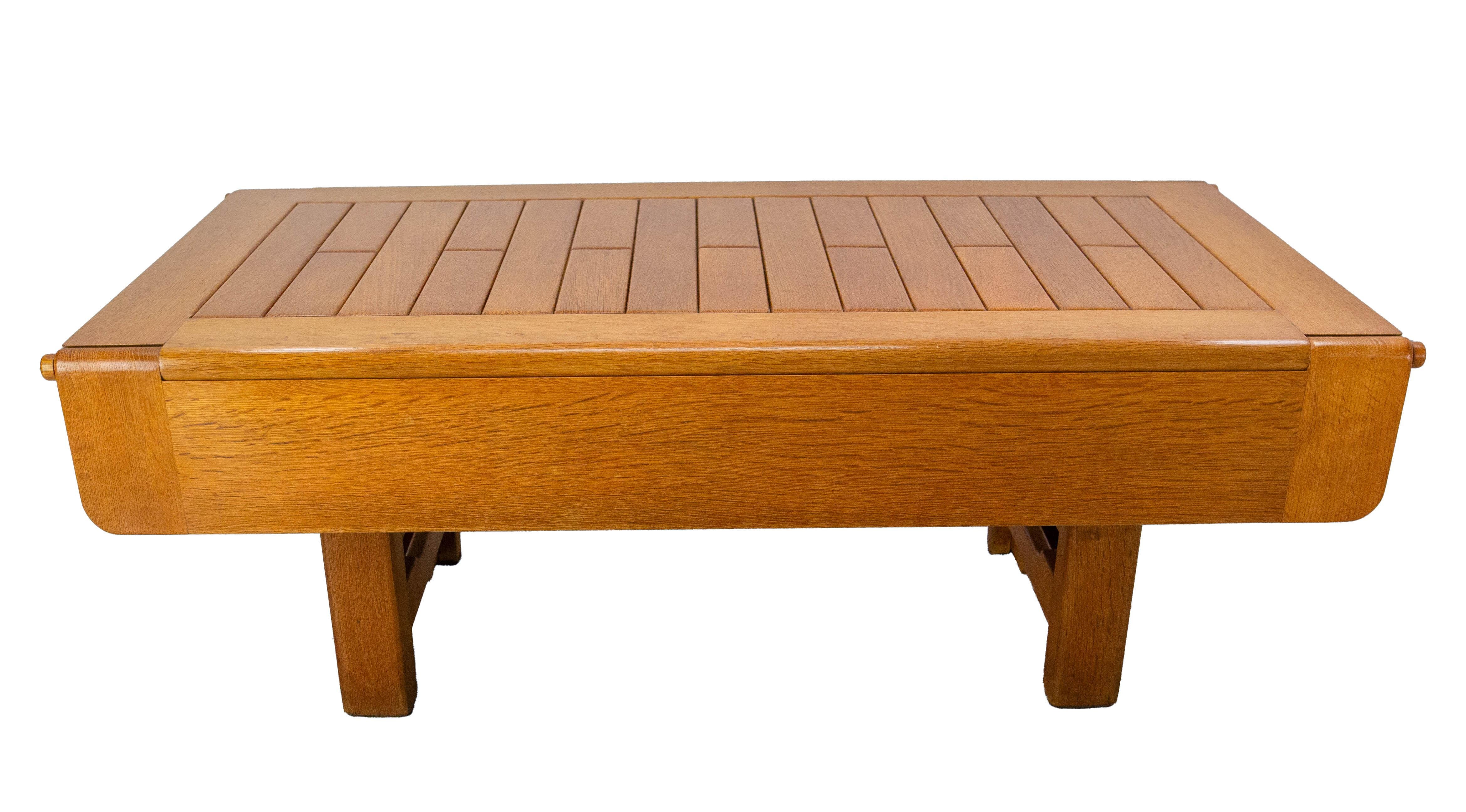 Mid-Century Modern Table à café et table à manger modulaire en chêne massif de Guillerme & Chambron, c.1950 en vente