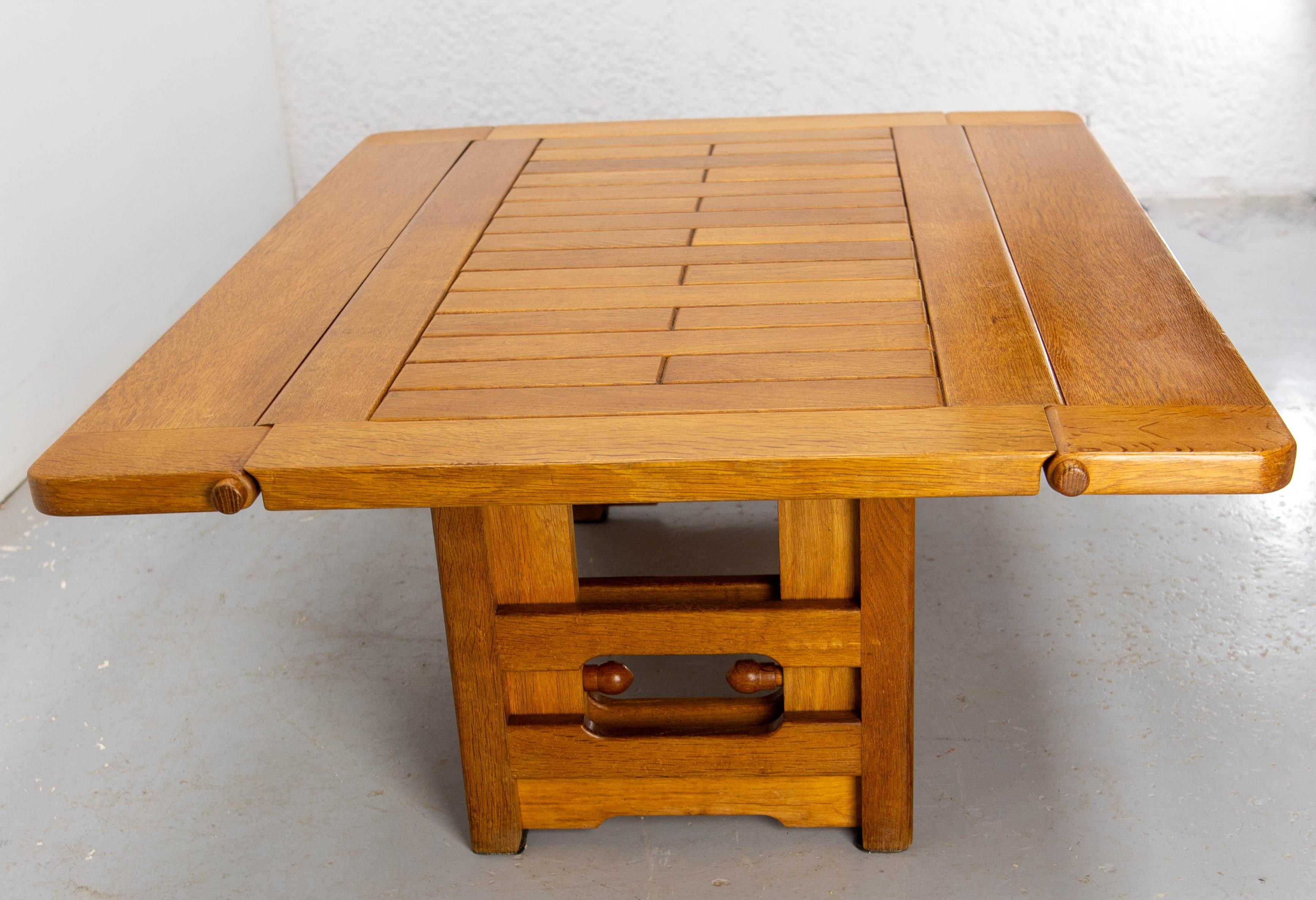 Table à café et table à manger modulaire en chêne massif de Guillerme & Chambron, c.1950 en vente 1