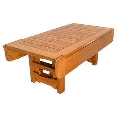 Französischer Guillerme & Chambron Modularer Couchtisch/Esstisch aus massiver Eiche, um 1950