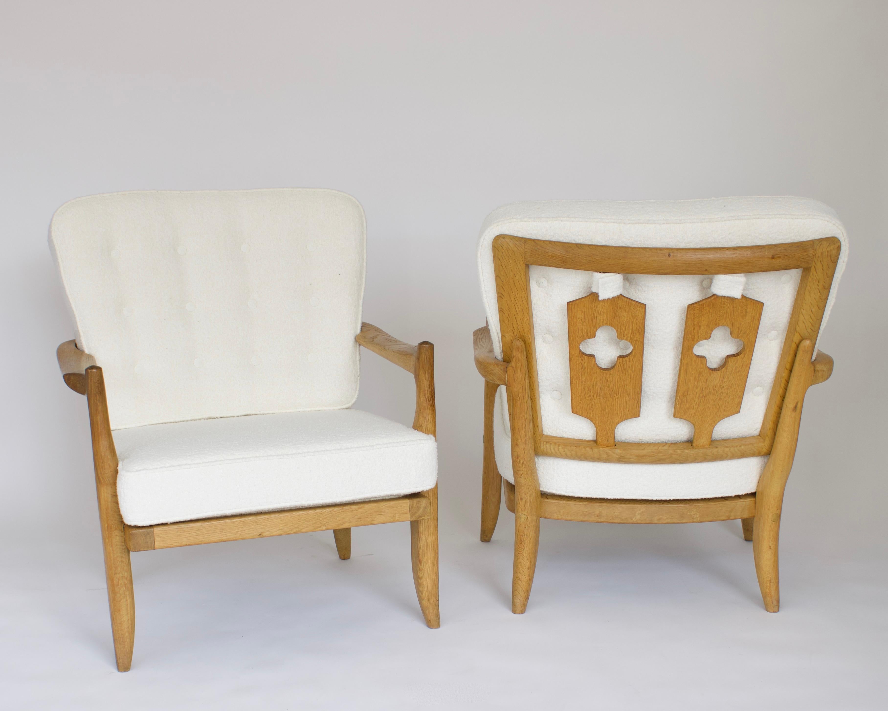 Mid-Century Modern French Guillerme Chambron Votre Maison Pair of Lounge or Side Chairs Model Jose