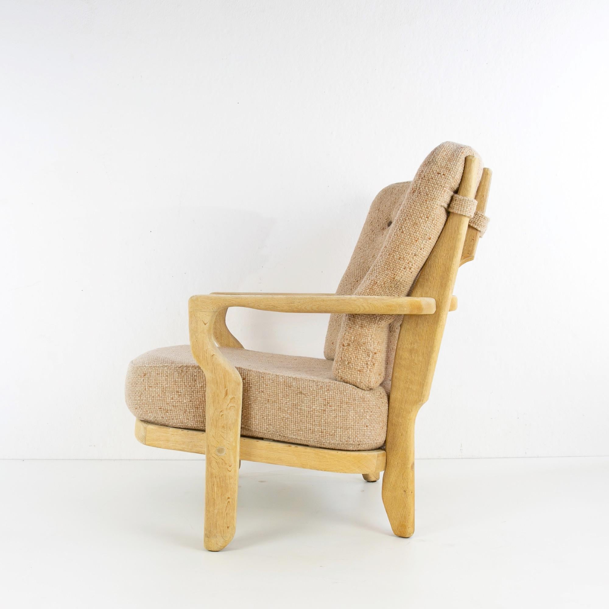 French Guillerme et Chambron Armchairs, Hungarian Oak, Wool 1