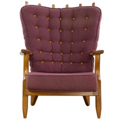 French Guillerme et Chambron Grand Repos Lounge Chair, Hungarian Oak