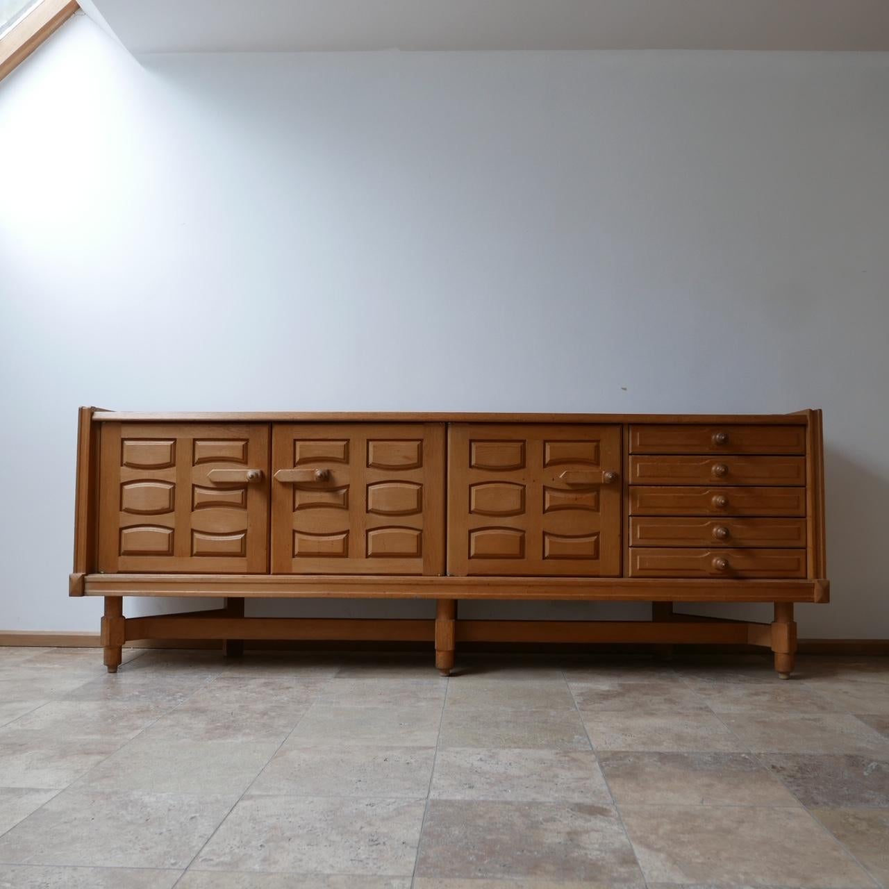 French Guillerme et Chambron Oak and Ceramic Mid-Century Credenza/Sideboard 12