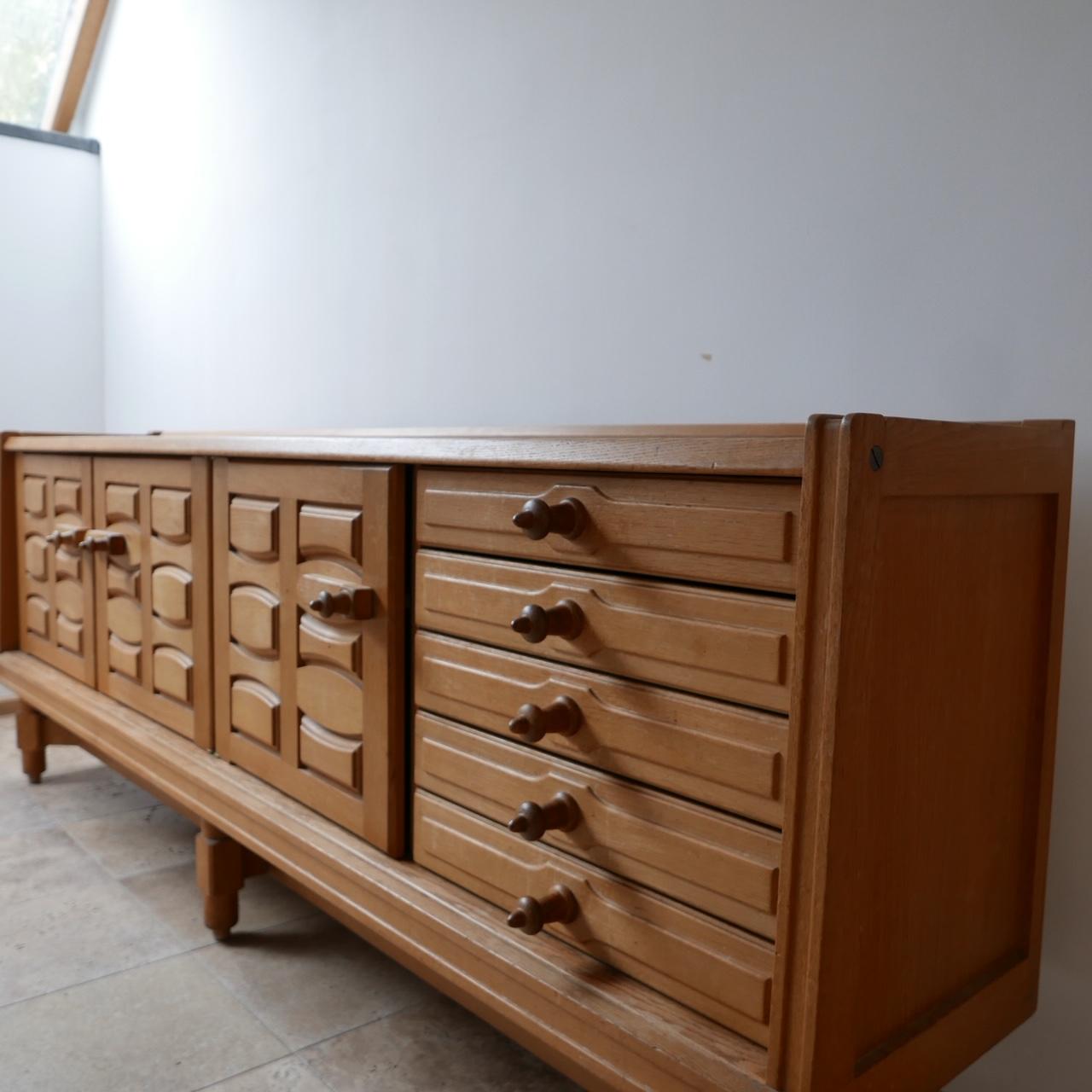 French Guillerme et Chambron Oak and Ceramic Mid-Century Credenza/Sideboard In Good Condition In London, GB