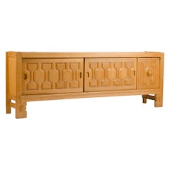 French Guillerme et Chambron Oak Sideboard, circa 1960