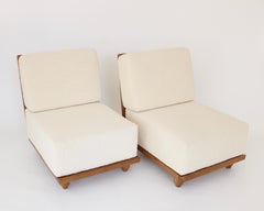 French Guillerme Et Chambron Votre Maison Pair of Lounge Chairs Model Elmyre