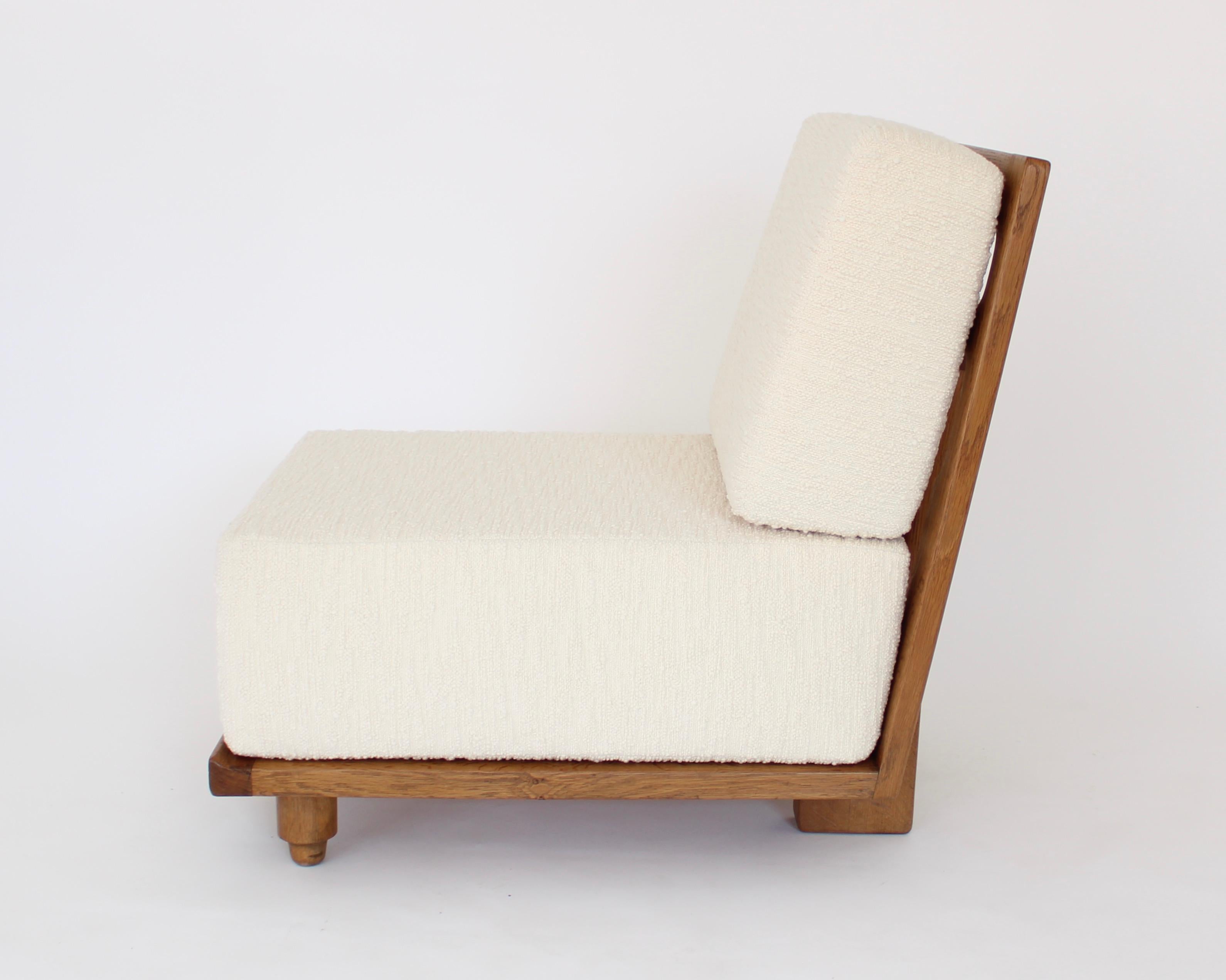Oak French Guillerme Et Chambron Votre Maison Pair of Lounge Chairs Model Elmyre