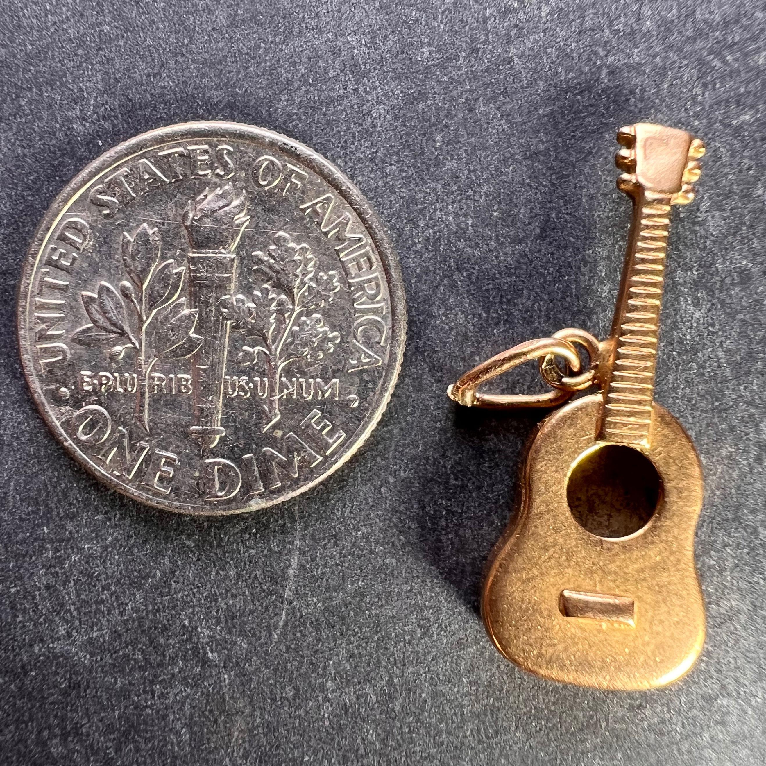 French Guitar 18K Yellow Gold Charm Pendant For Sale 6
