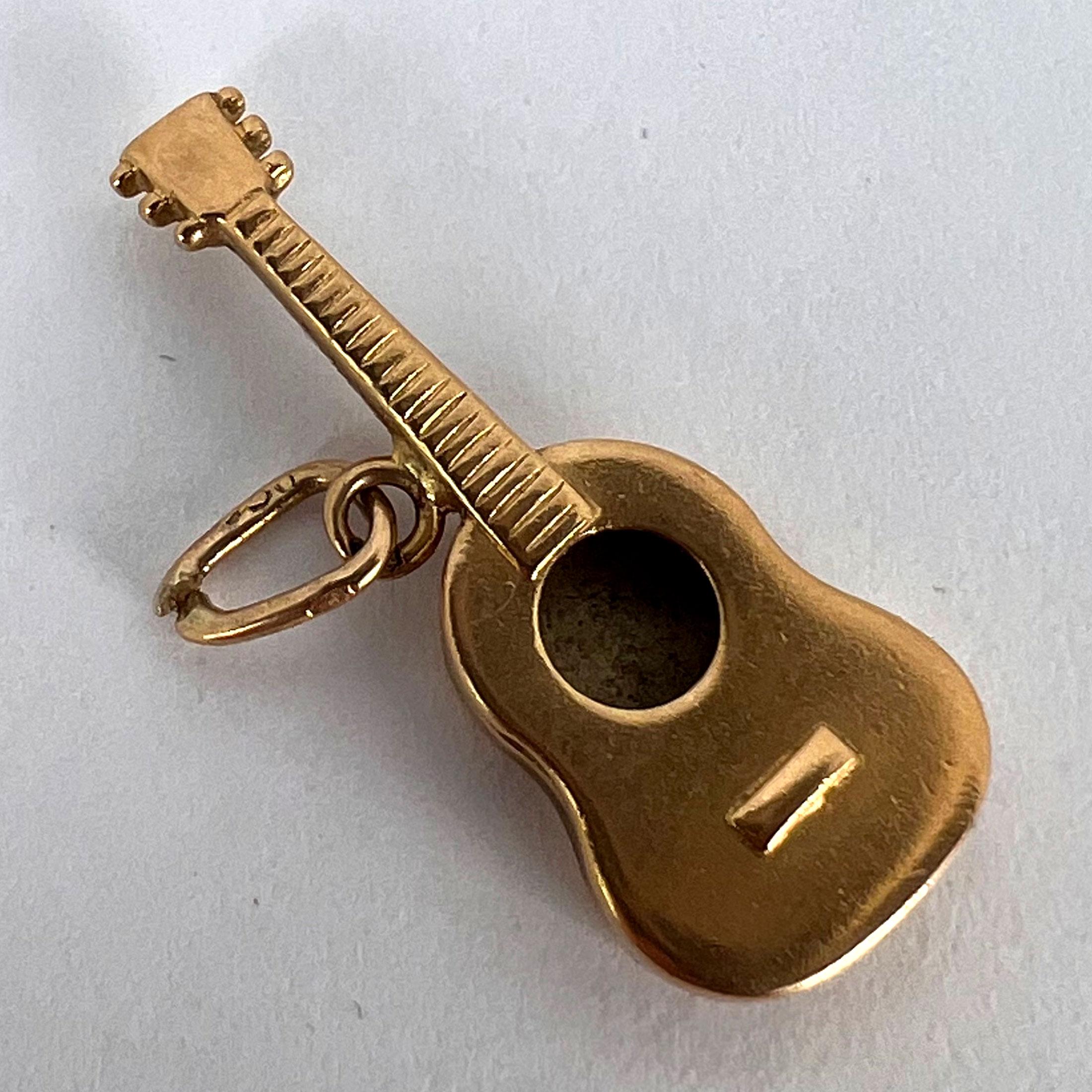 French Guitar 18K Yellow Gold Charm Pendant For Sale 7