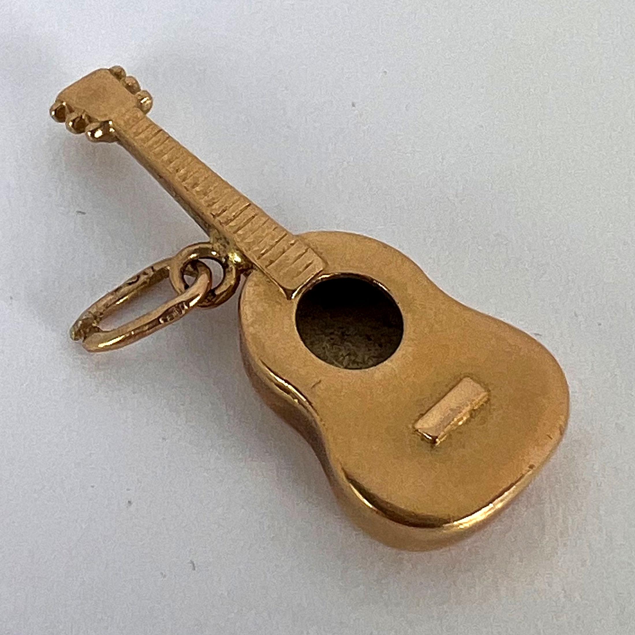French Guitar 18K Yellow Gold Charm Pendant For Sale 8