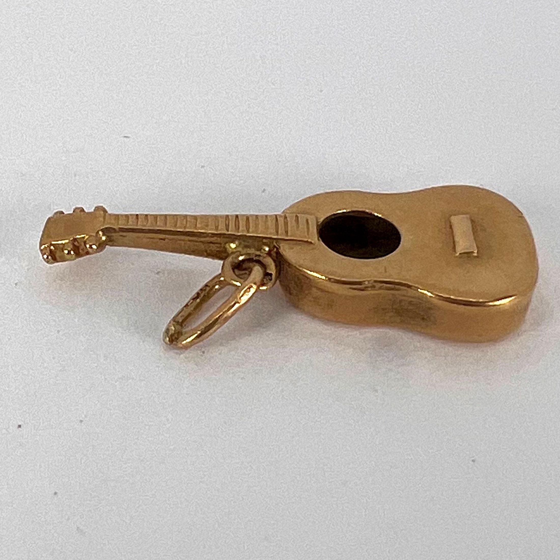 French Guitar 18K Yellow Gold Charm Pendant For Sale 10