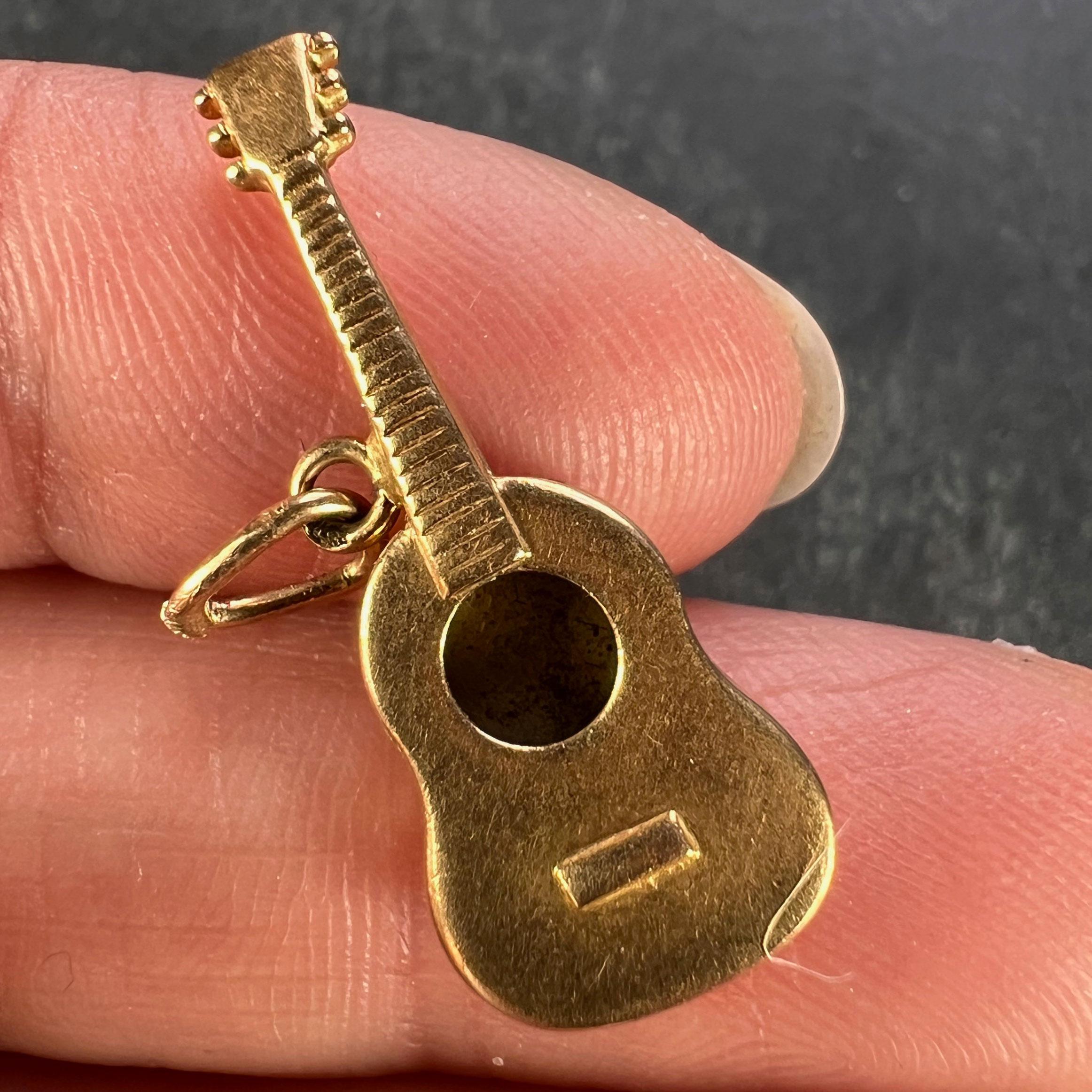 French Guitar 18K Yellow Gold Charm Pendant For Sale 1