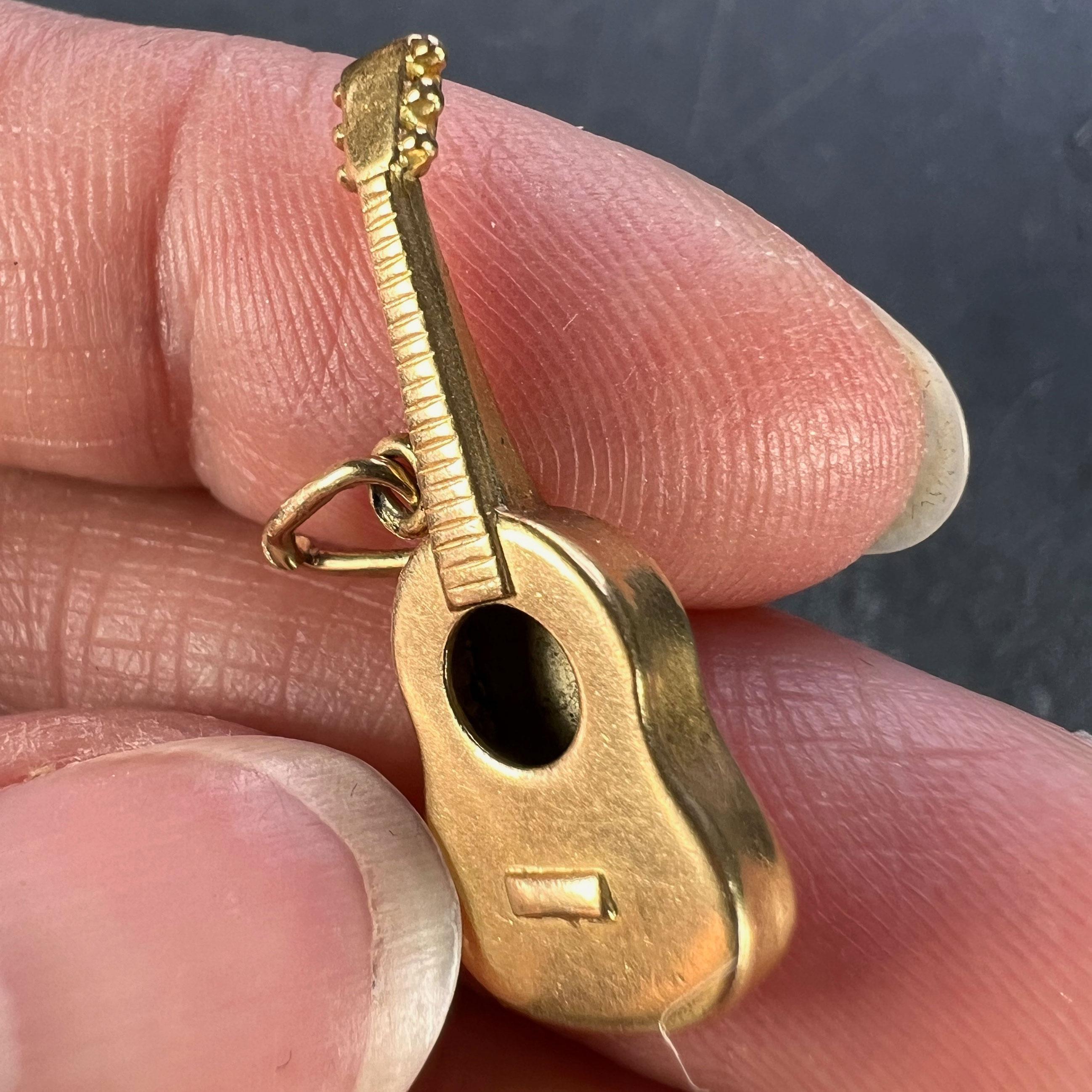 French Guitar 18K Yellow Gold Charm Pendant For Sale 2