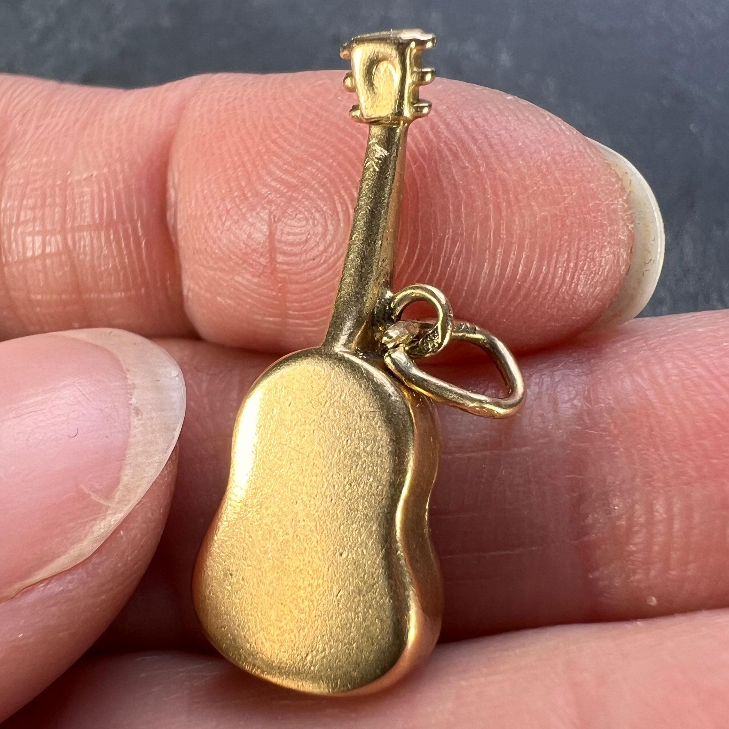 French Guitar 18K Yellow Gold Charm Pendant For Sale 4