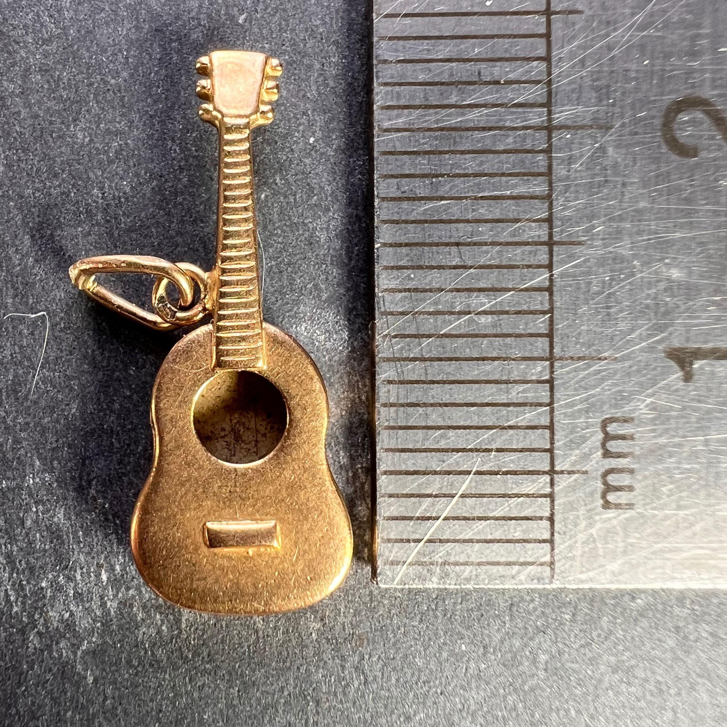 French Guitar 18K Yellow Gold Charm Pendant For Sale 5