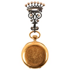 Antique French Gun Metal Coronet/Crown Watch Pin, 19th Century
