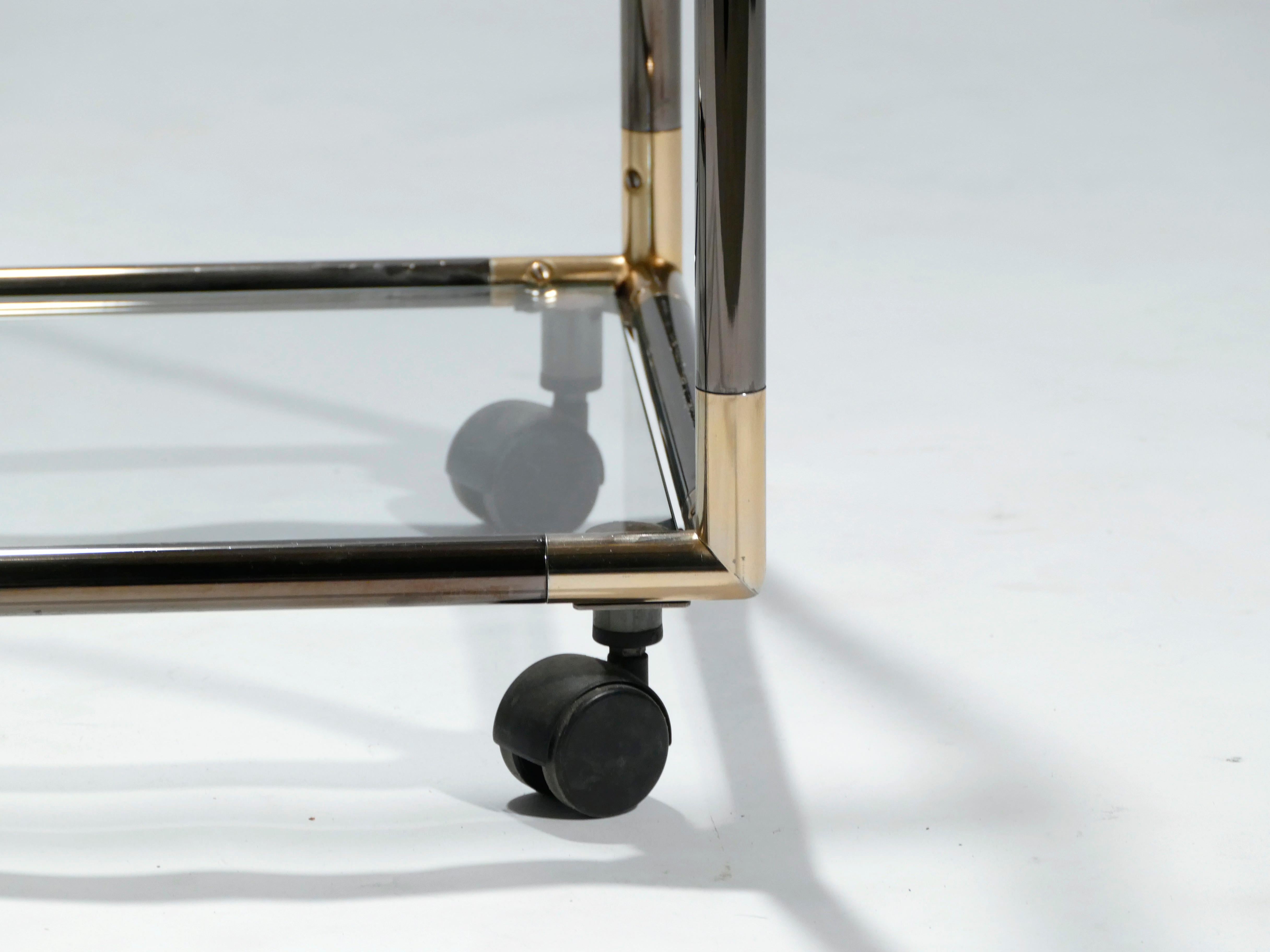 French Gunmetal and Brass Bar Cart, 1970s 1