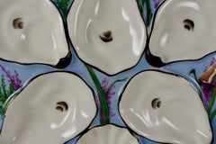 French Gutherz Limoges Porcelain Hand Painted Sky Blue and Shells Oyster Plate