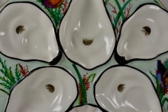 French Gutherz Limoges Porcelain Hand Painted Mint Green & Shells Oyster Plate