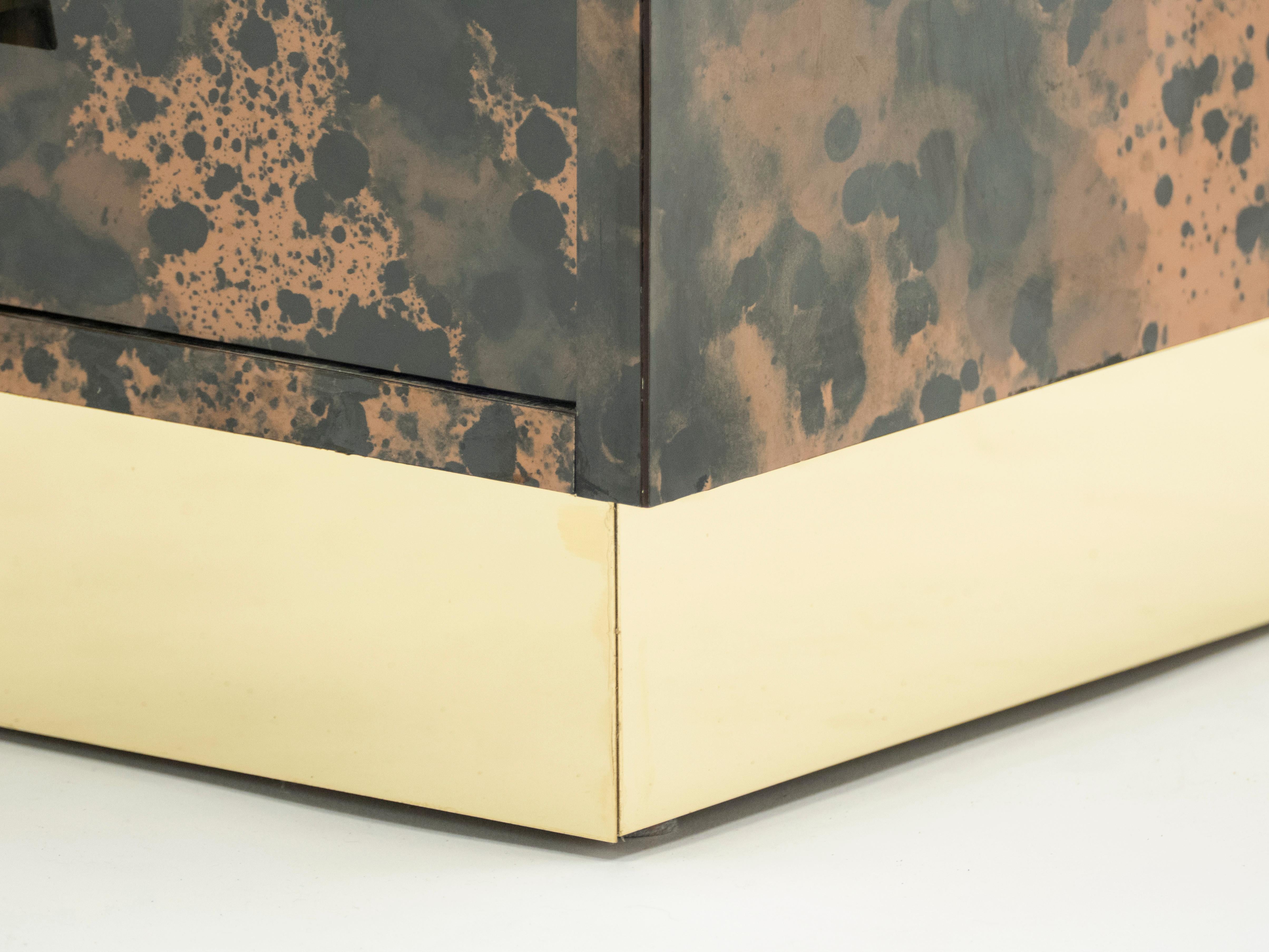 French Guy Lefevre Dresser Cabinet Lacquer and Brass Drawers, 1970s 7