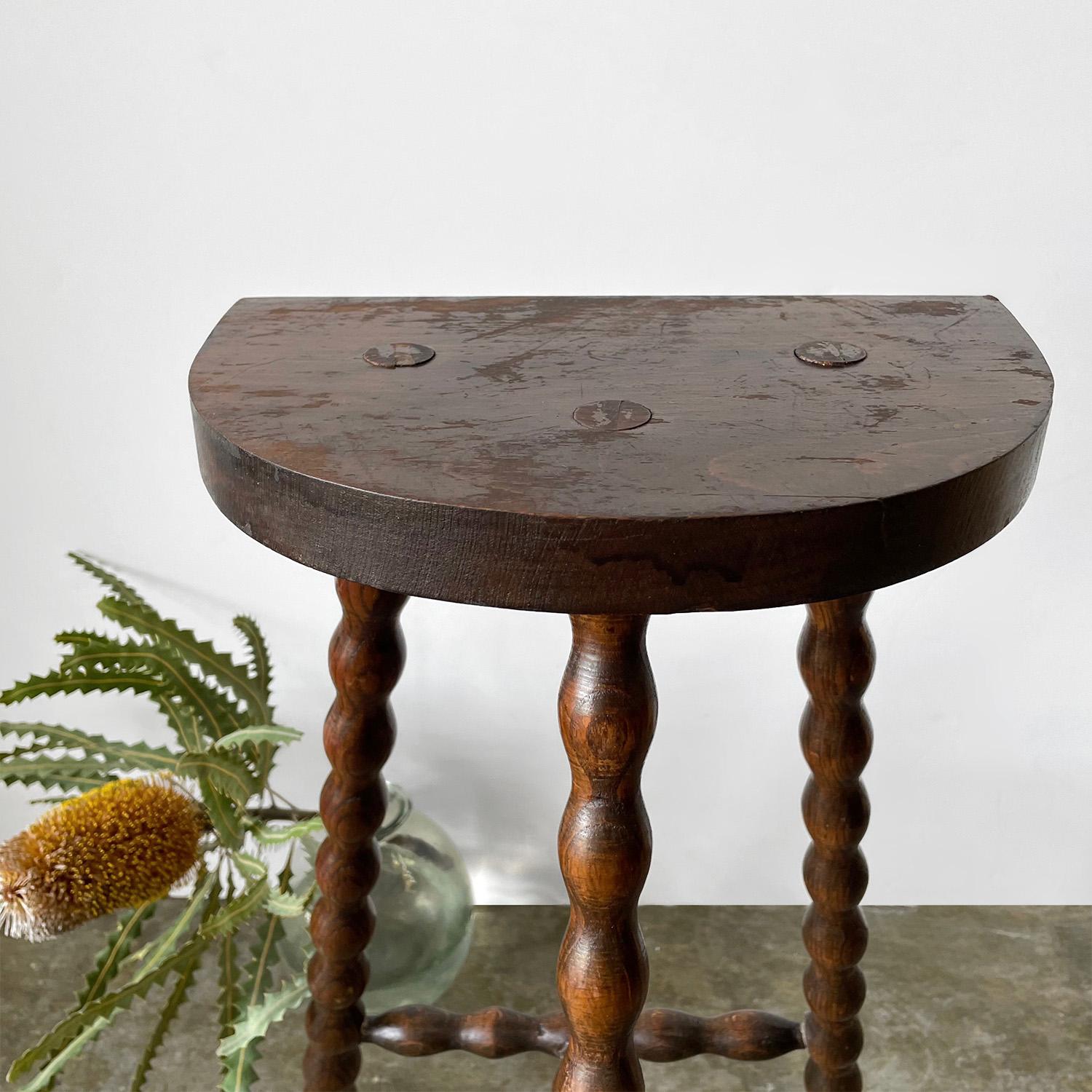 French Half Moon Tripod Stool For Sale 3