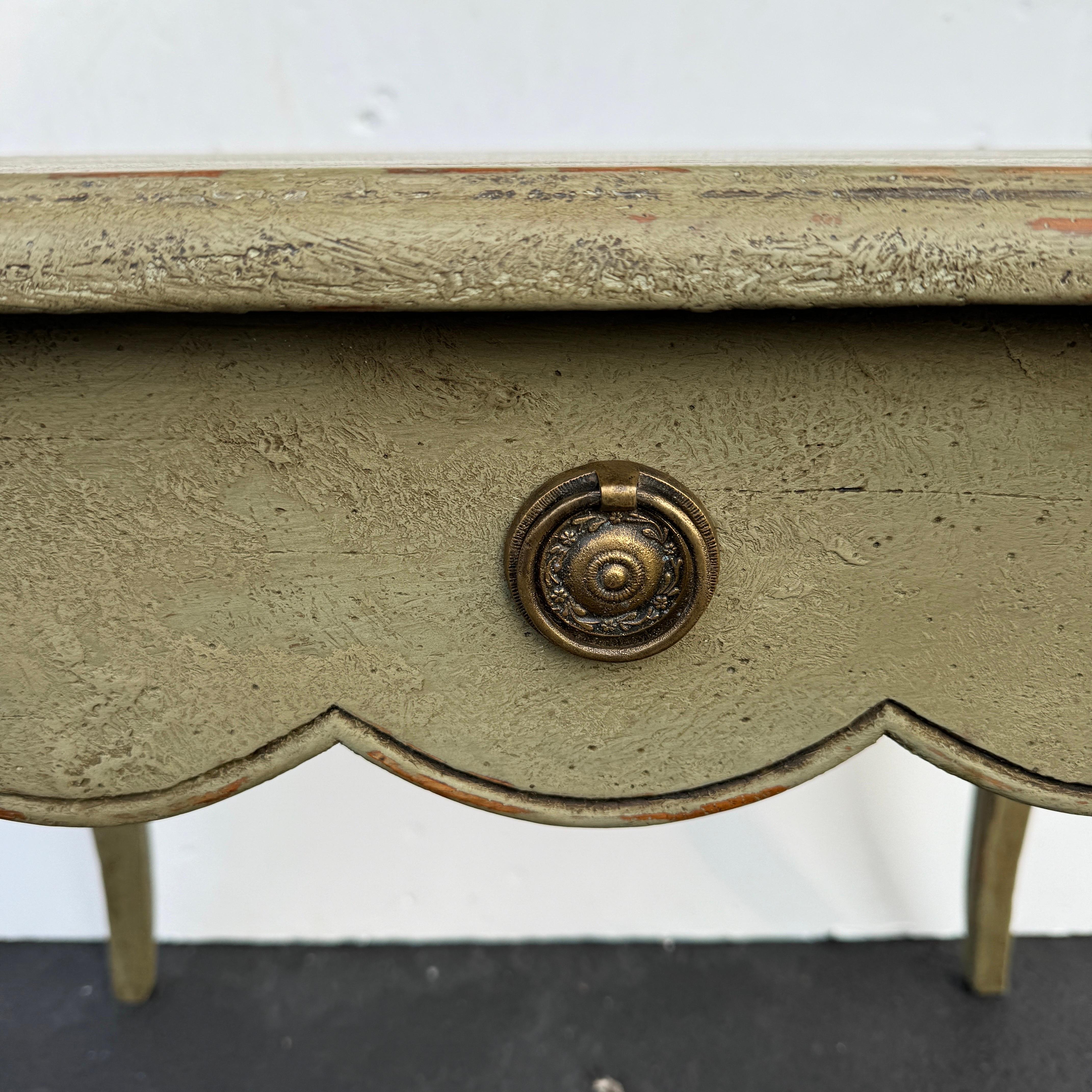 French Hall Console End Occasional Table Painted Green For Sale 9