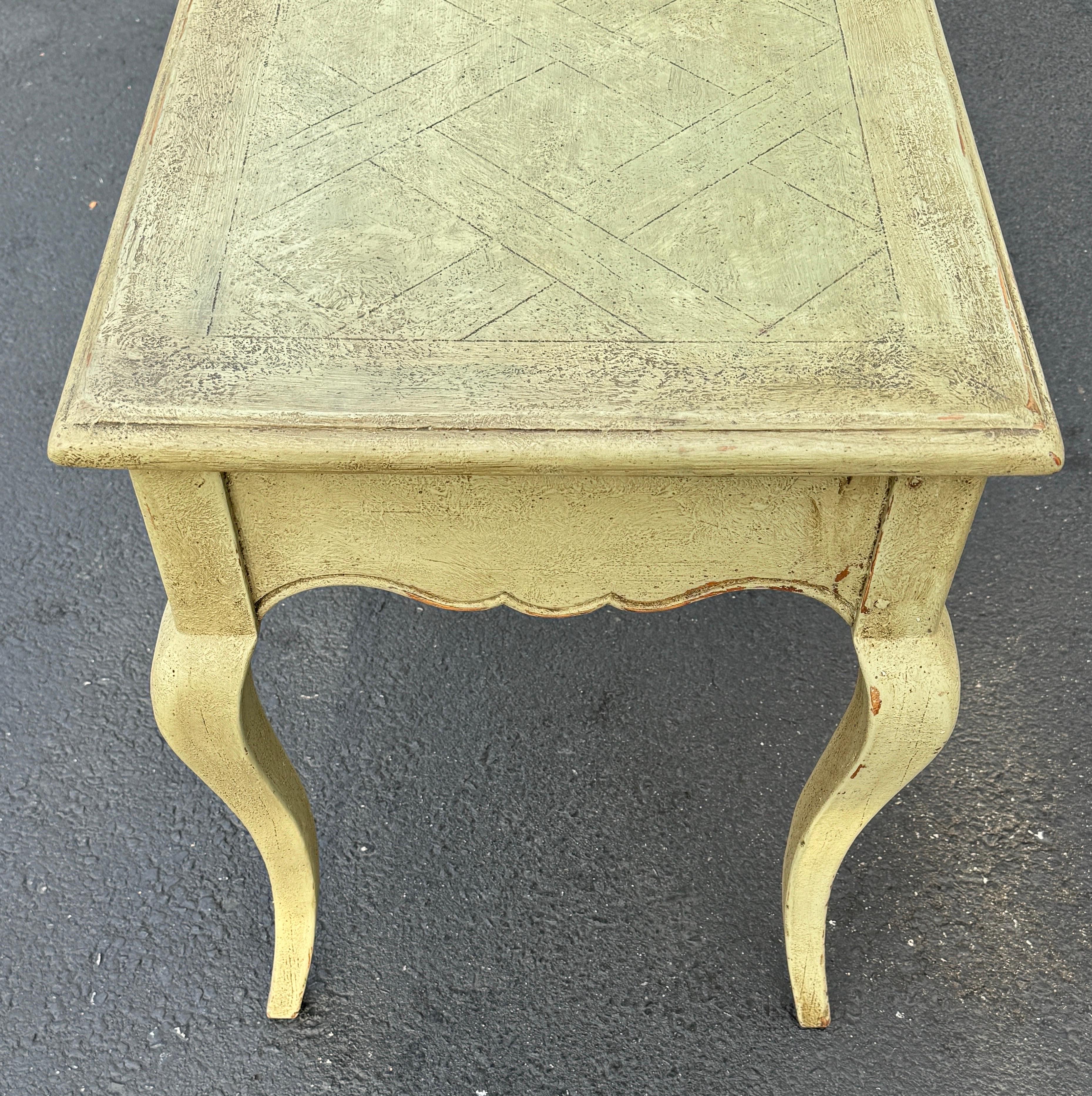 French Hall Console End Occasional Table Painted Green For Sale 11