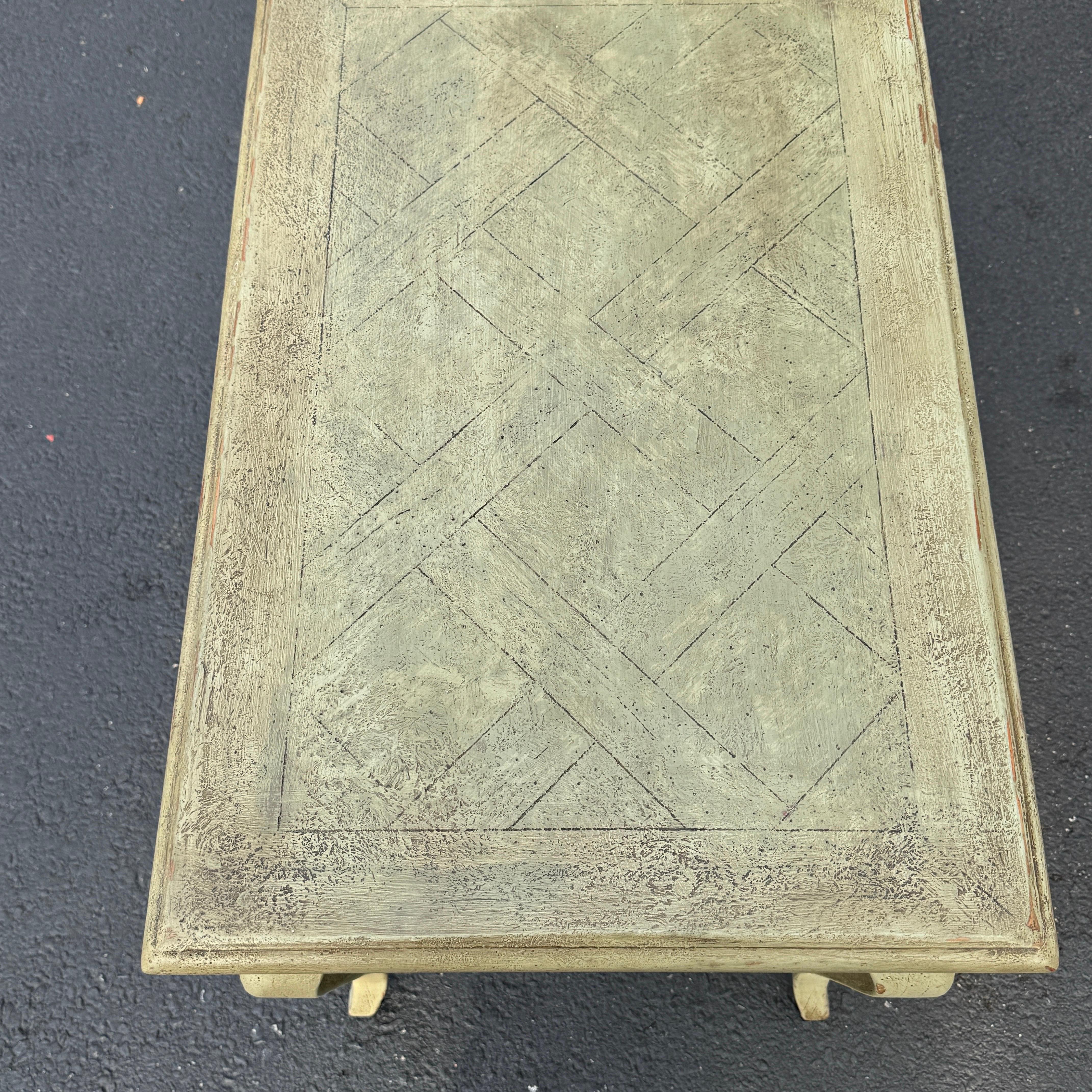 French Hall Console End Occasional Table Painted Green For Sale 13