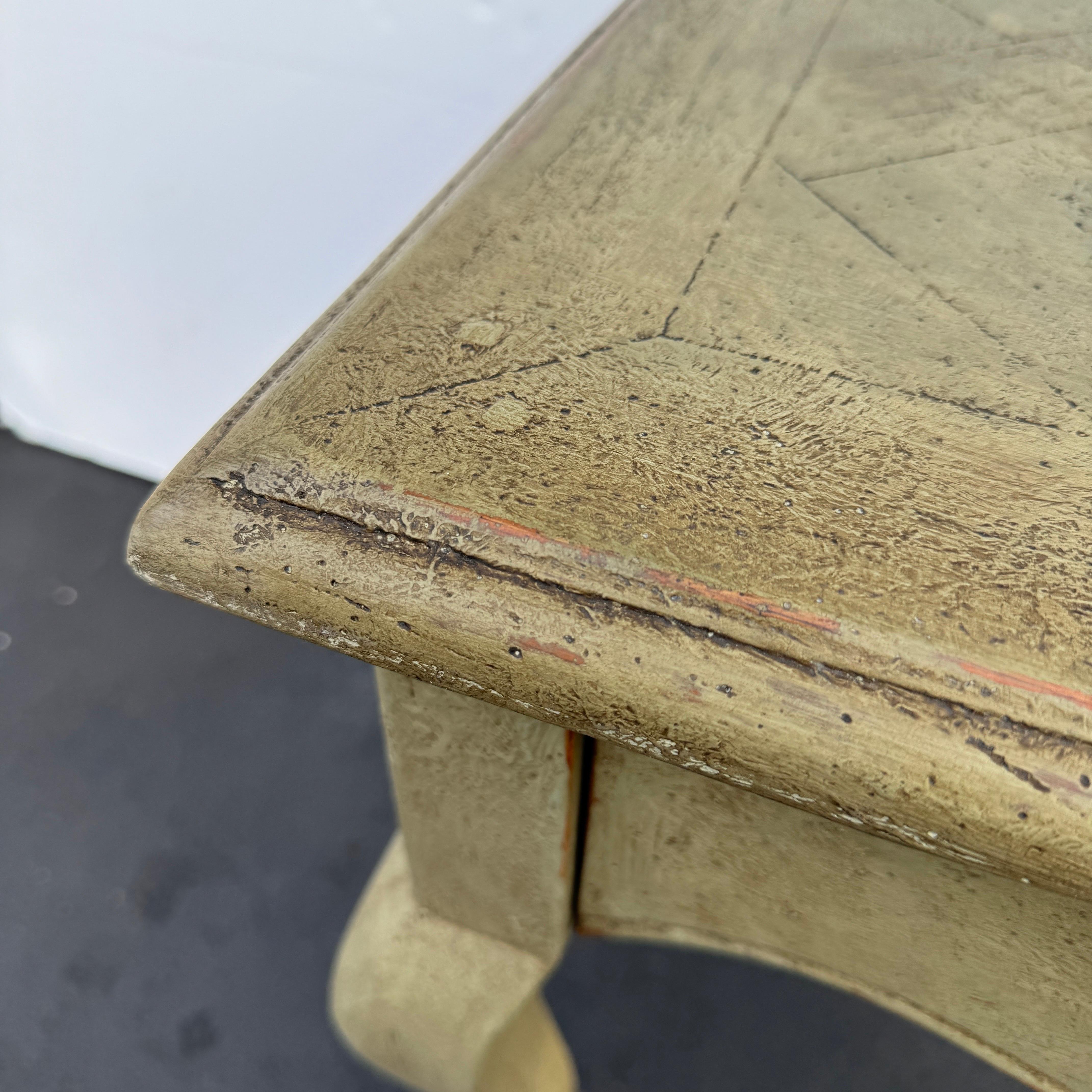 Wood French Hall Console End Occasional Table Painted Green For Sale
