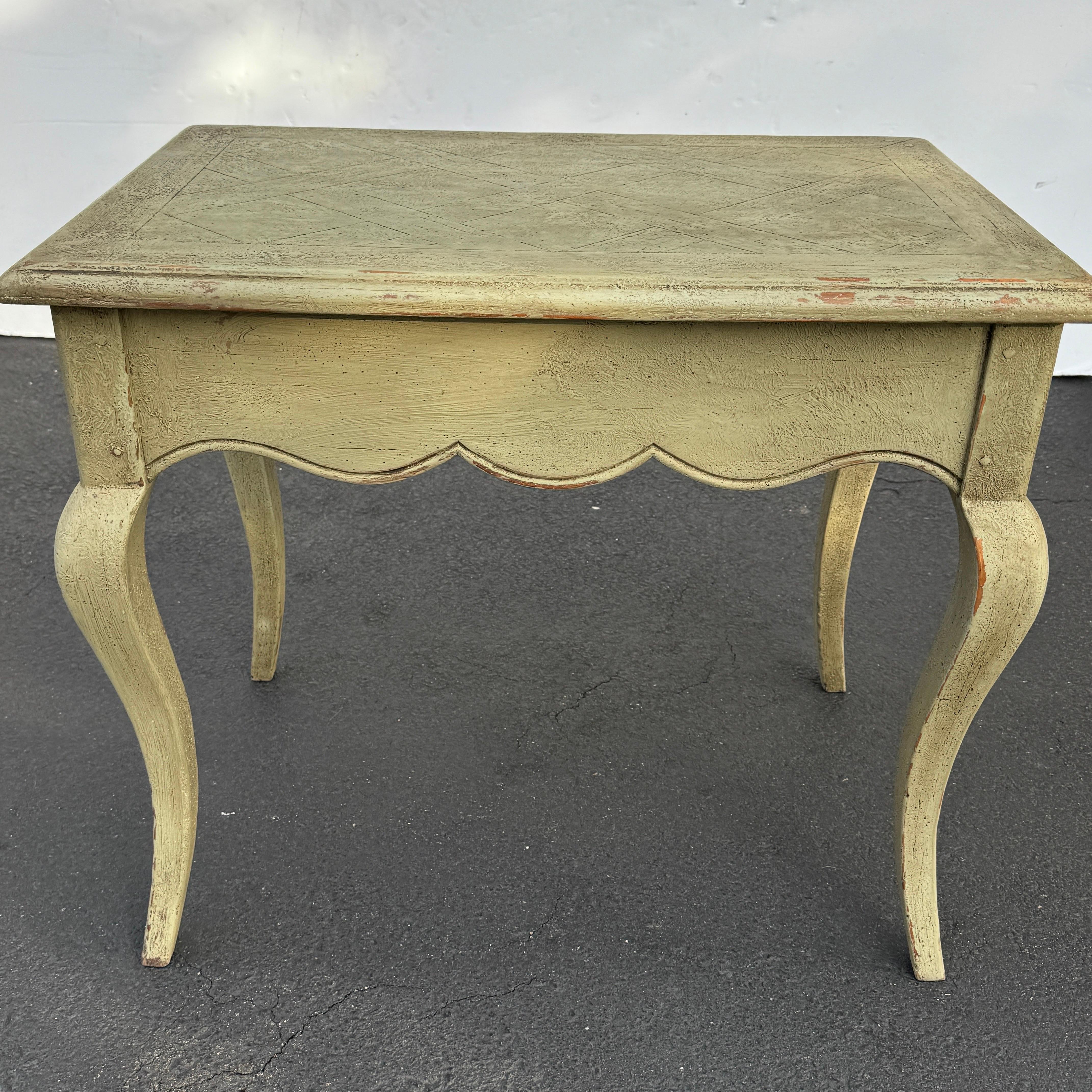 French Hall Console End Occasional Table Painted Green For Sale 2