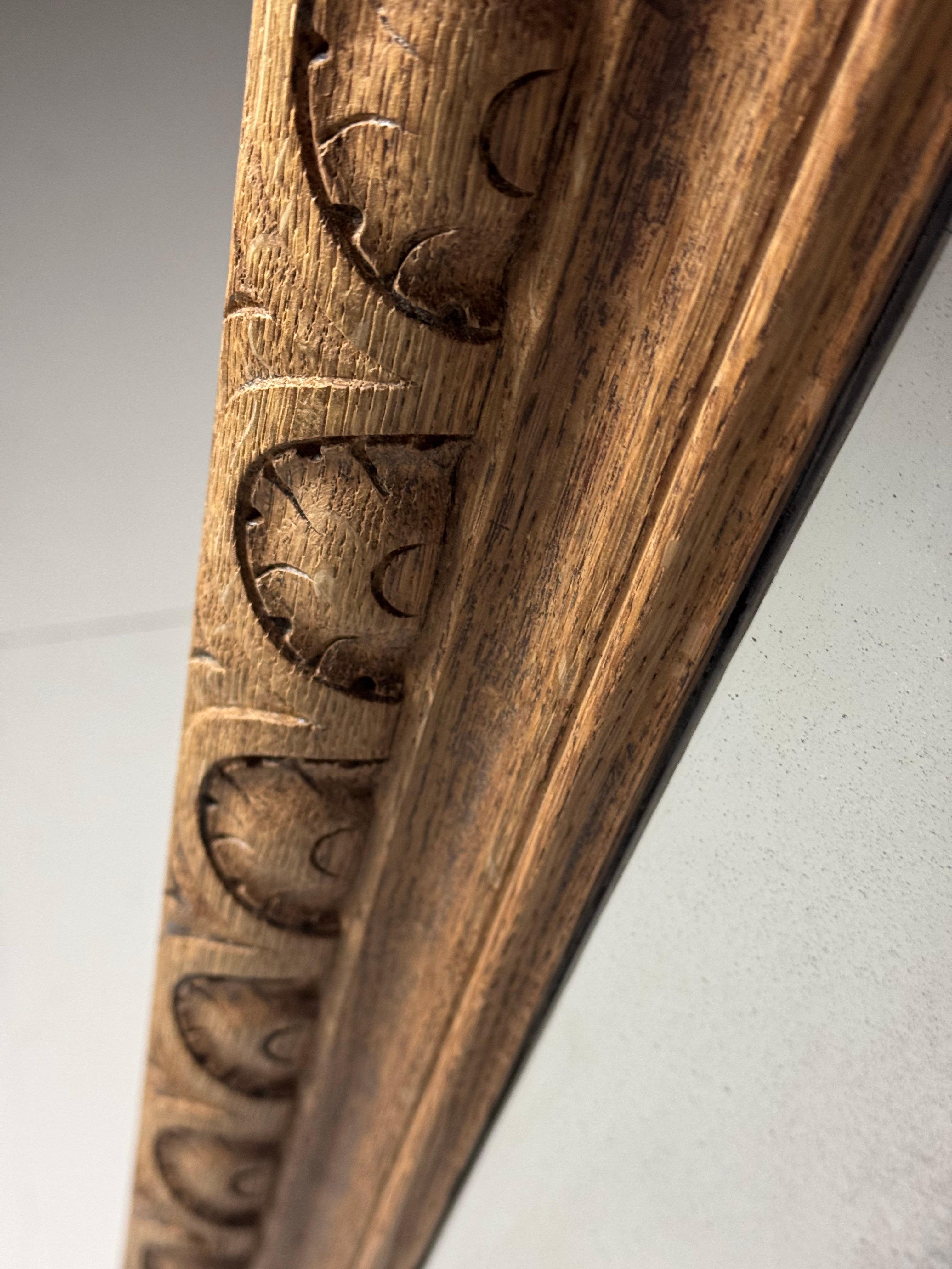 French Hall Mirror 19th century Oak In Good Condition For Sale In MILL, NL