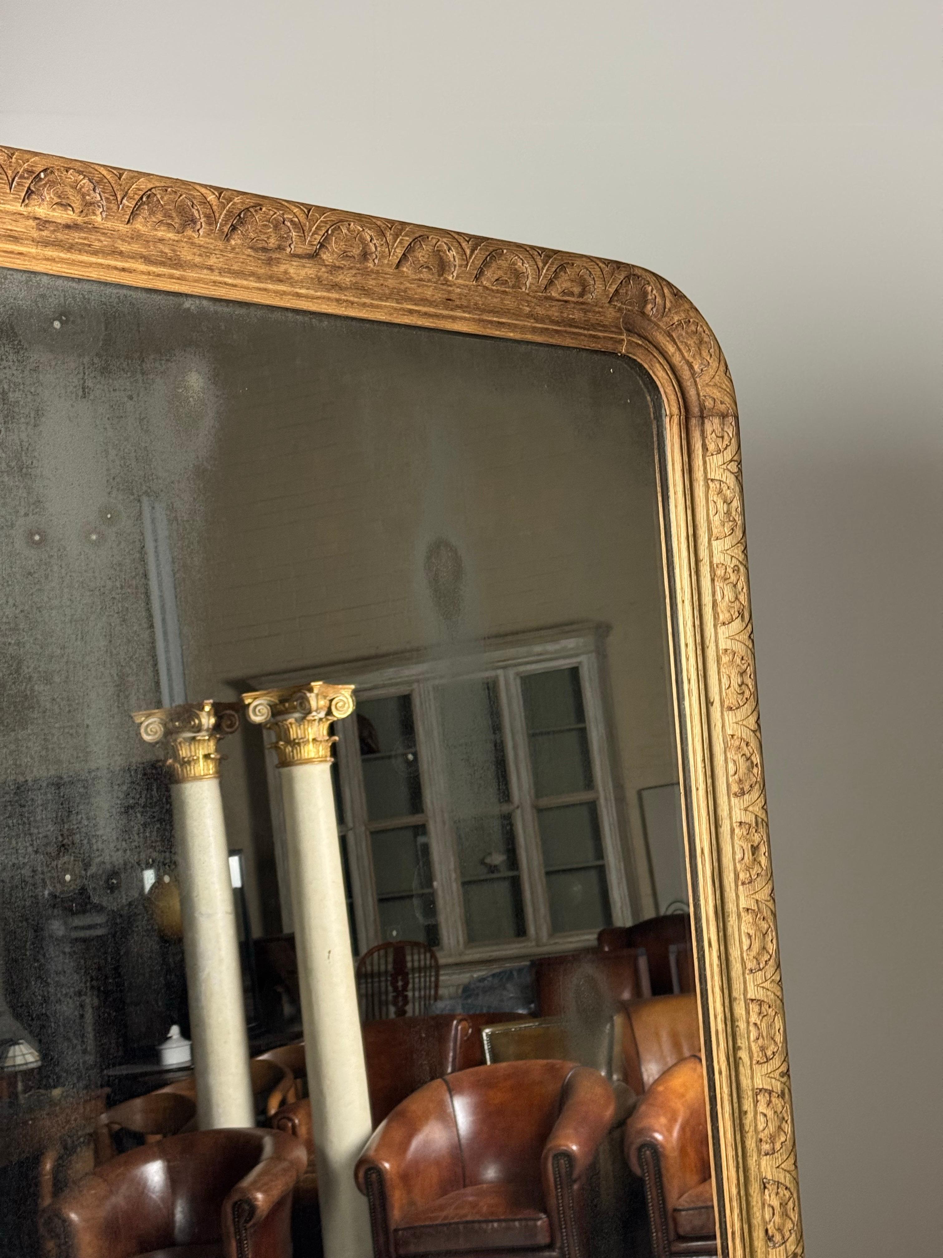 19th Century French Hall Mirror 19th century Oak For Sale