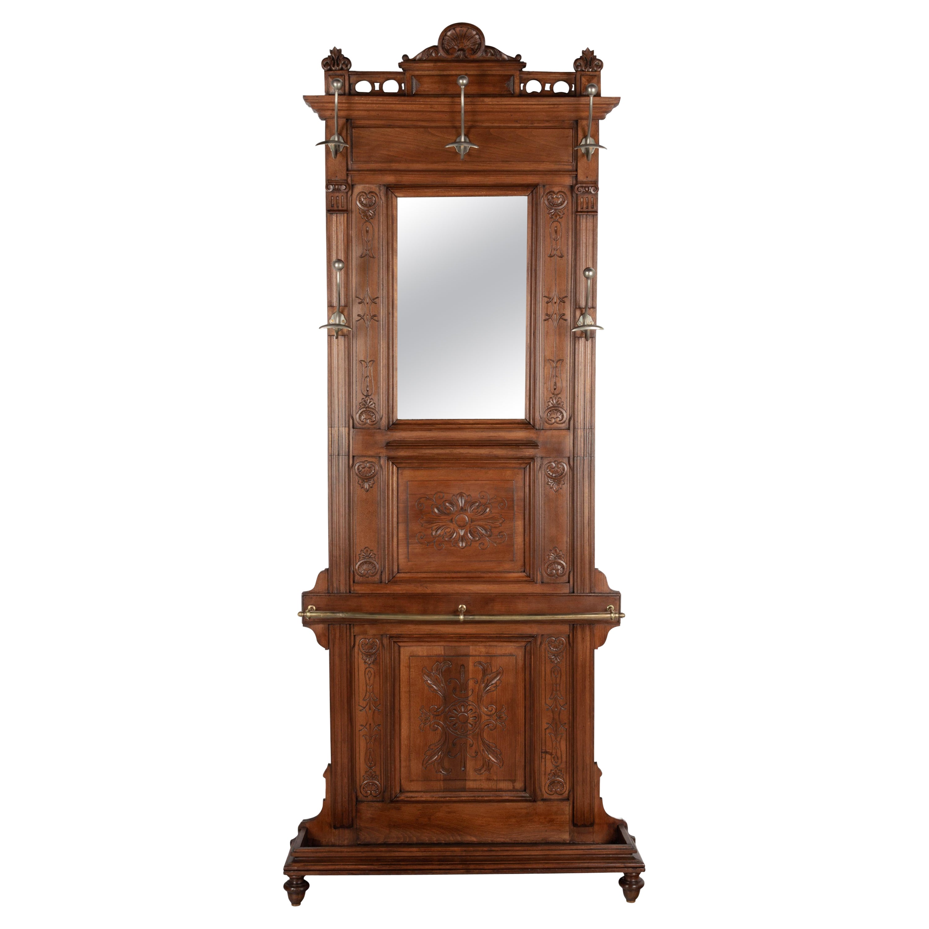 French Hall Tree with Mirror