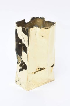 Signed Bronze Paper Bag Sculpture Limited Edition, French 1990's