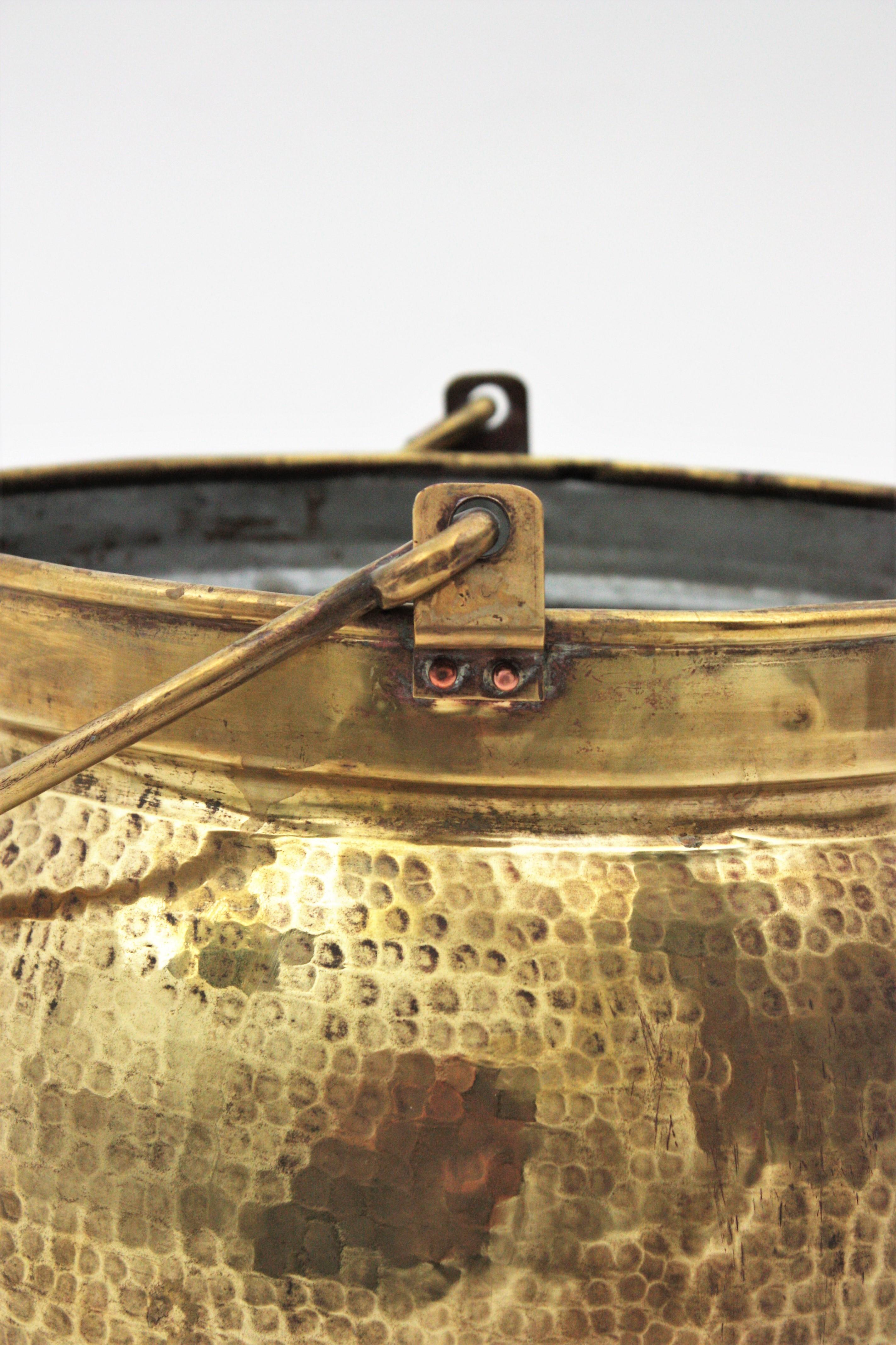 French Hammered Brass Cauldron Pot with One Single Handle 2