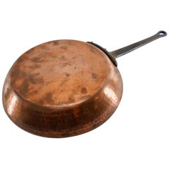 Antique French Hammered Copper Frying Pan