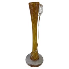 French Hand Blown Art Glass Stem Vase by Verrerie et Compagnie