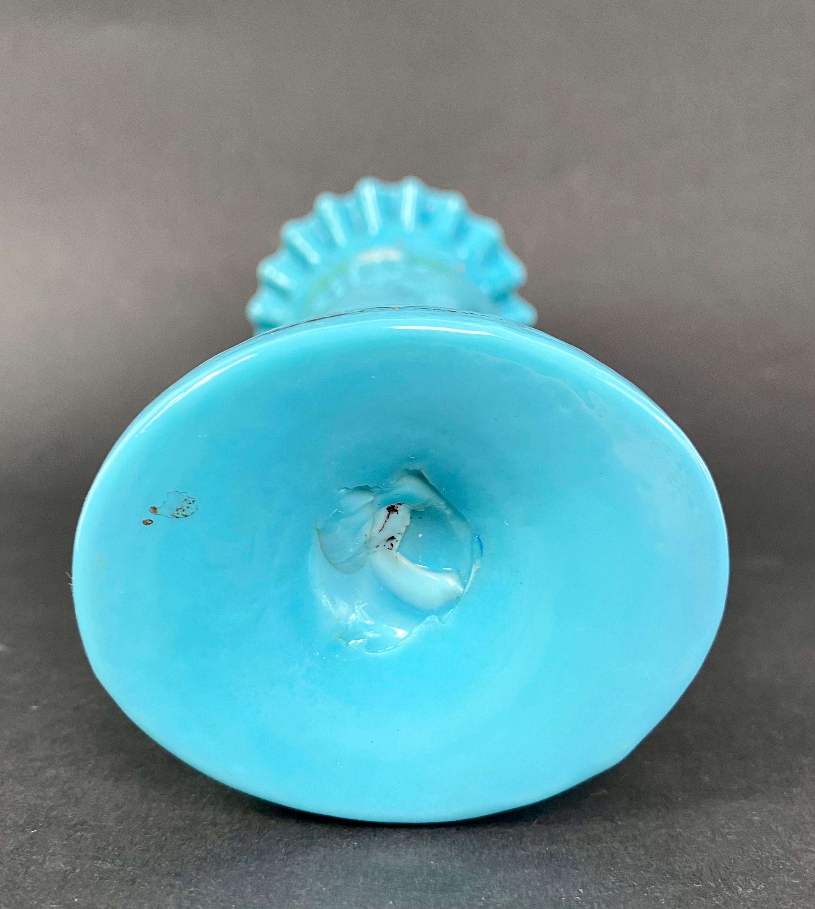 Französische mundgeblasene Vase aus blauem Opalglas, Füllhorn, Art déco, Französisch, Art déco 1920 - XX. Jahrhundert im Angebot 1
