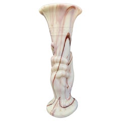 Französische mundgeblasene Vase aus blauem Opalglas, Füllhorn, Art déco, Französisch, Art déco 1920 - XX. Jahrhundert