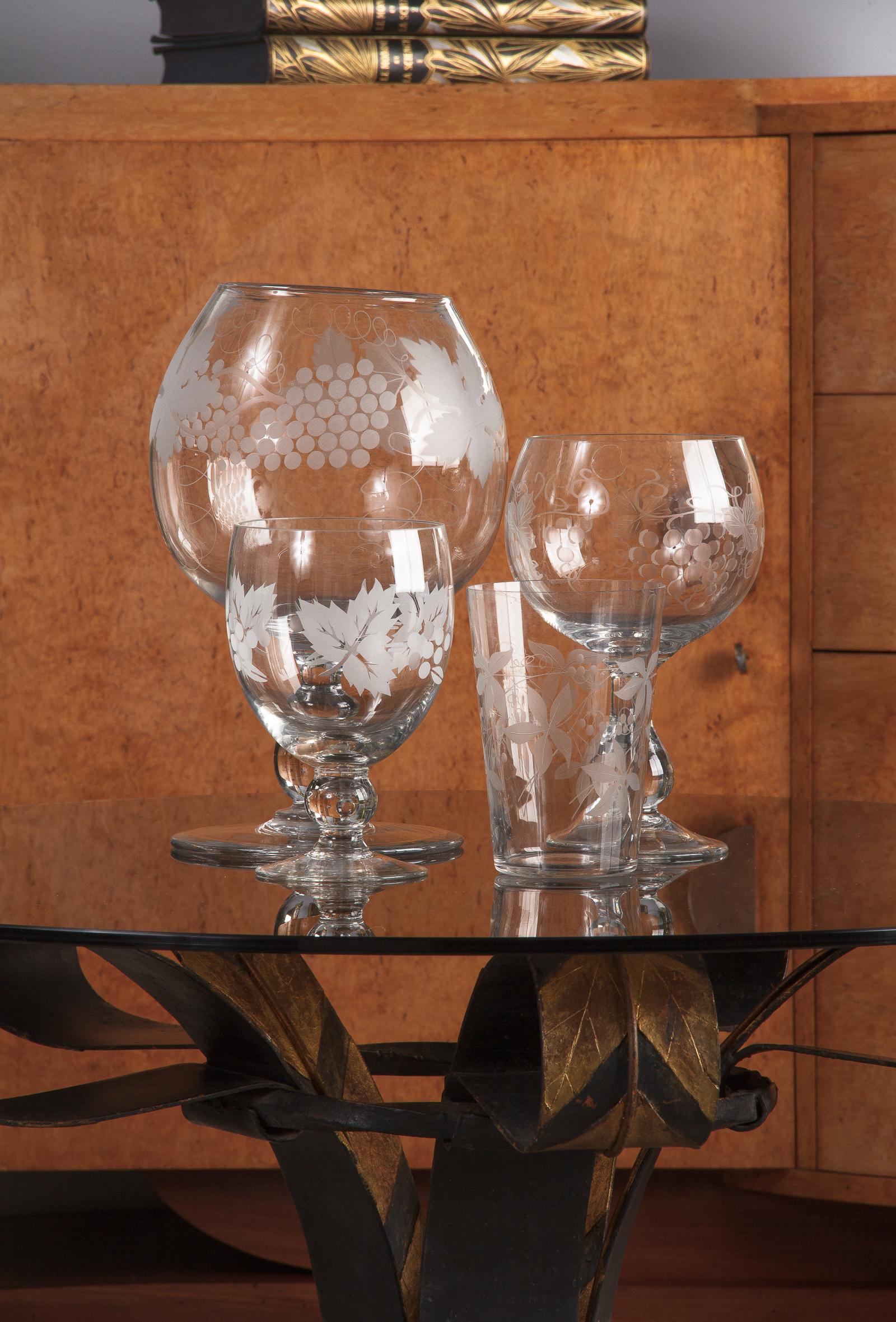 French Hand Blown Crystal Decorative Wine Glass, 20th Century For Sale 5