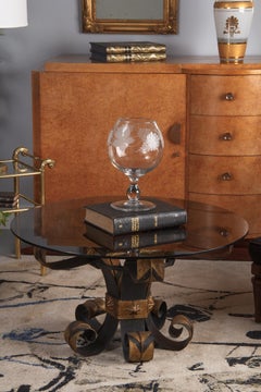 French Hand Blown Crystal Decorative Wine Glass, 20th Century